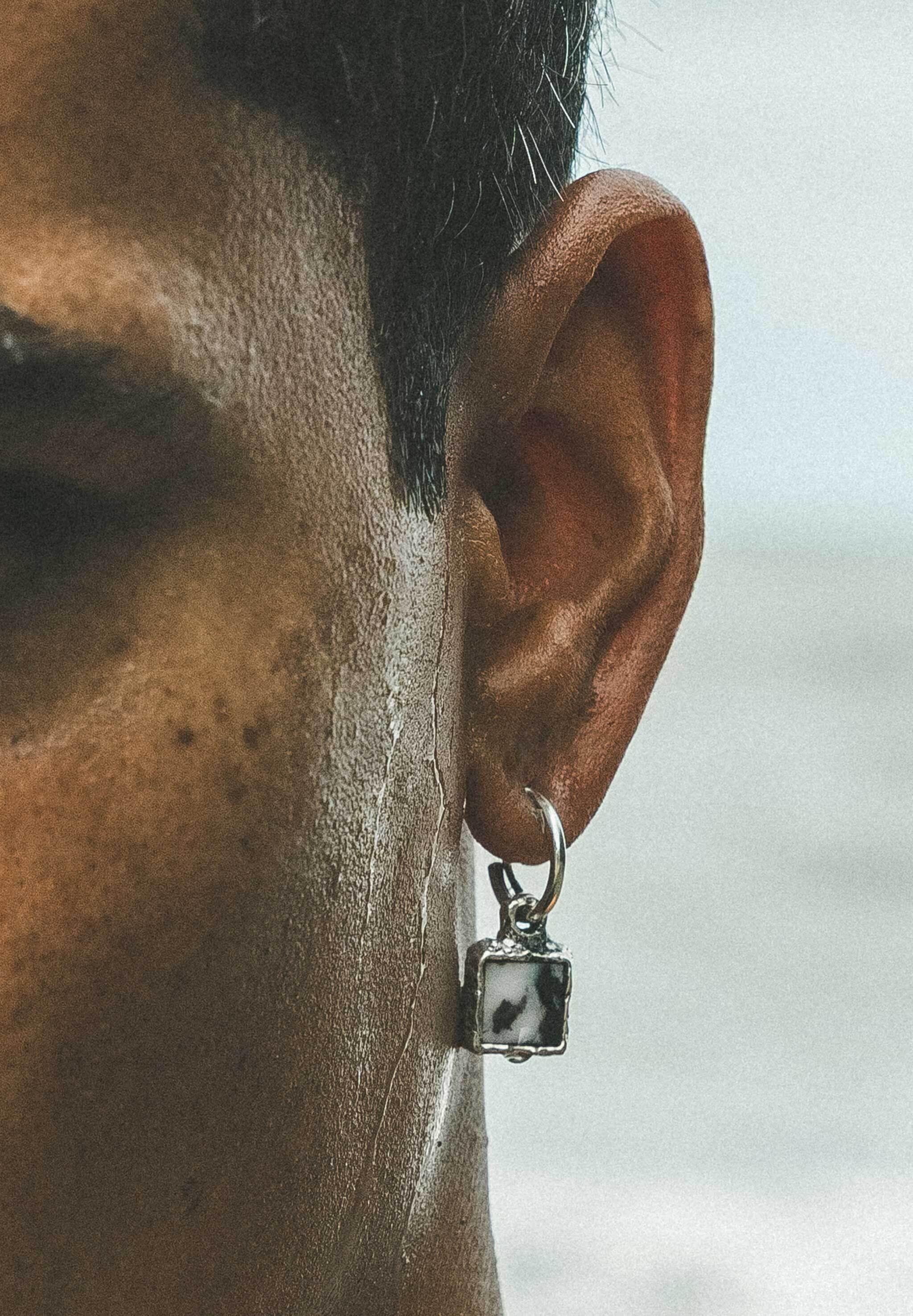 HAZE & GLORY Paar Creolen »Ohrringe Day and Night - Creole Quarz Vintage 925 Silber«