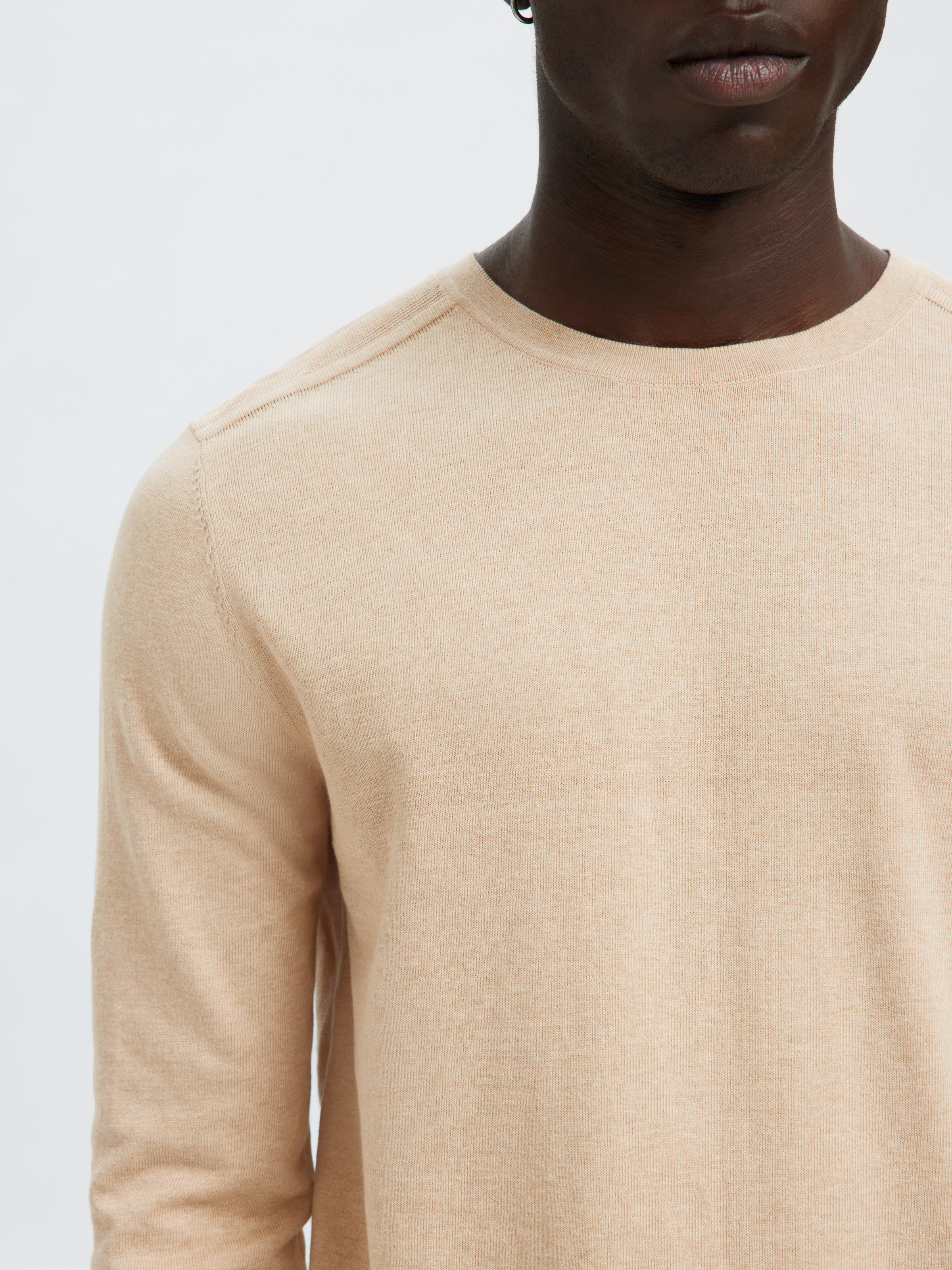 SELECTED Rundhalspullover »SLHBERG CREW NECK NOOS« Baumwolle, regular fit