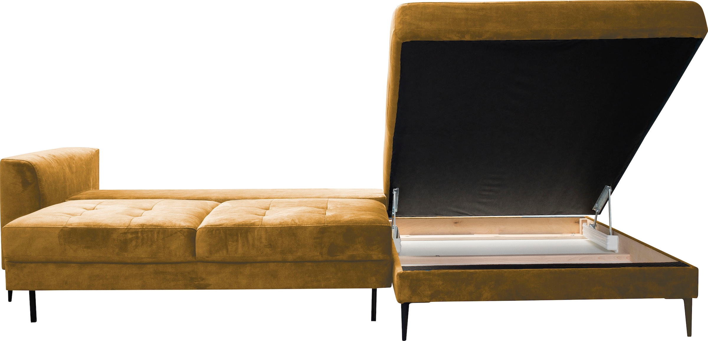 TRENDMANUFAKTUR Ecksofa »Luzi, wahlweise mit Schlaffunktion und Bettkasten bestellbar, L-Form«, Designsofa mit tollem Sitzkomfort, Metallfüße schwarz, Breite 280 cm