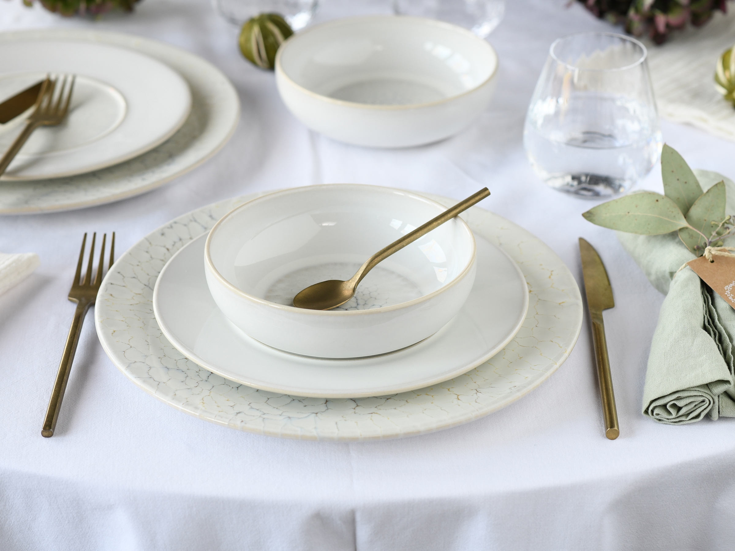 CreaTable Teller-Set »Unico, Tellerset, 12-tlg.« Eleganter Flair, Breite Fahne, Edel