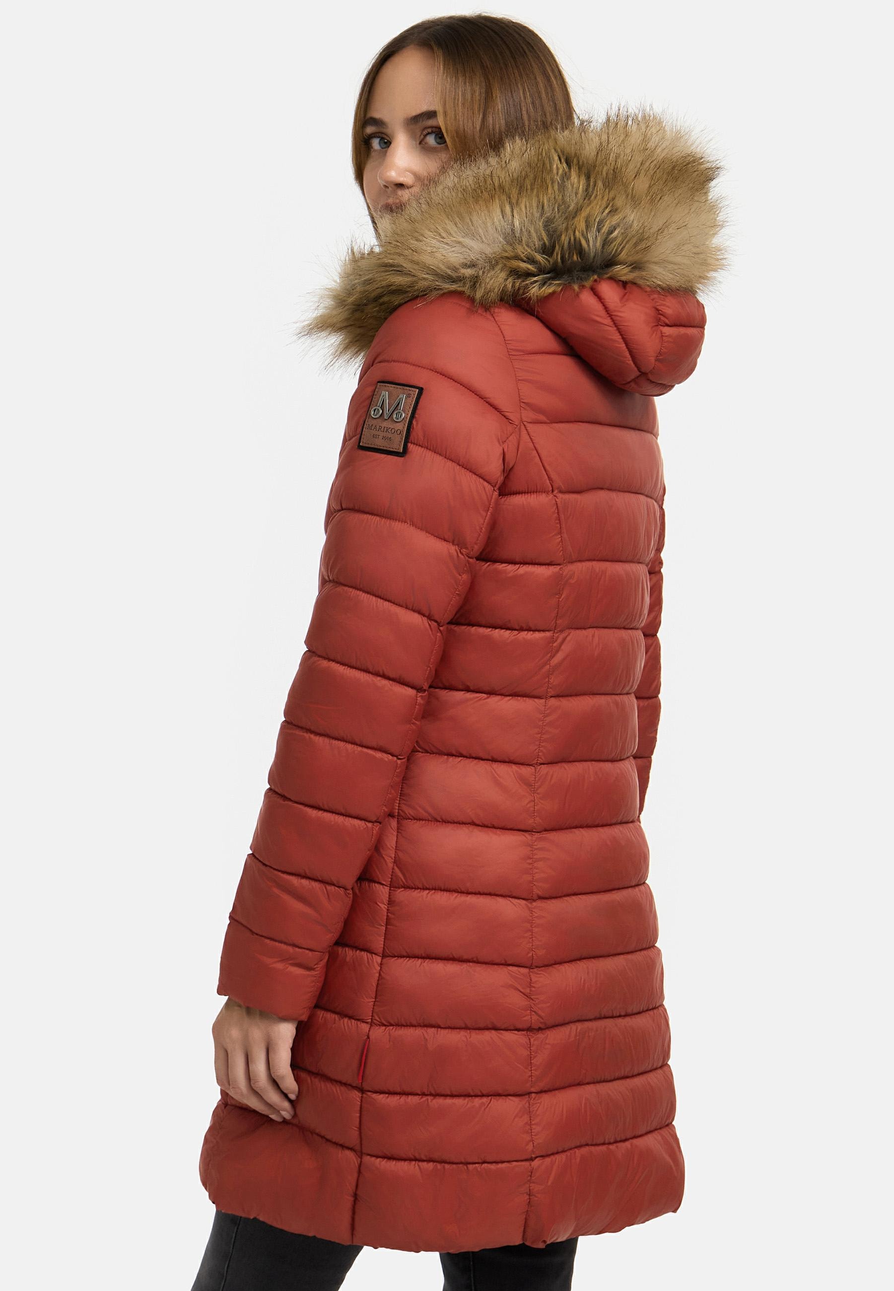 Marikoo Steppmantel »Steppmantel Rose-Stepp«, zeitloser Winterparka mit großer Kunstfellkapuze