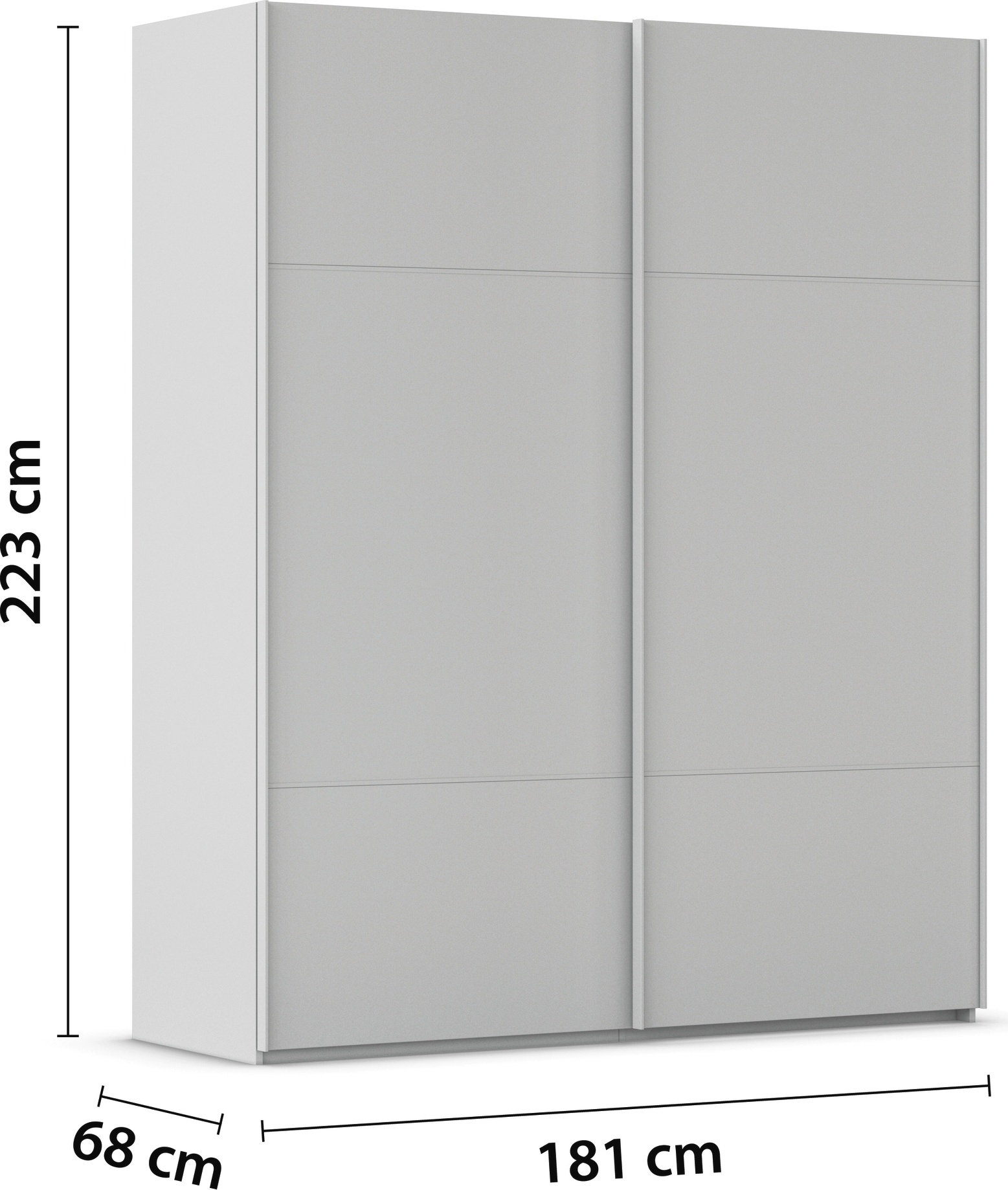 rauch Schwebetürenschrank »Kleiderschrank Schrank Garderobe Schlafzimmerschrank SCALE-TRIO« edle dreigeteilte Front, 2 Zierleisten in Griff-Farbe MADE IN GERMANY