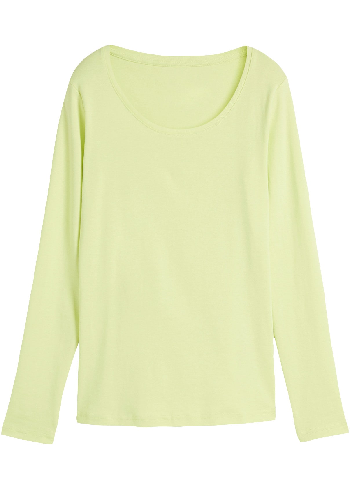 bonprix Langarmshirt leicht taillierte Passform, Rundhalsausschnitt, aus reiner Baumwolle