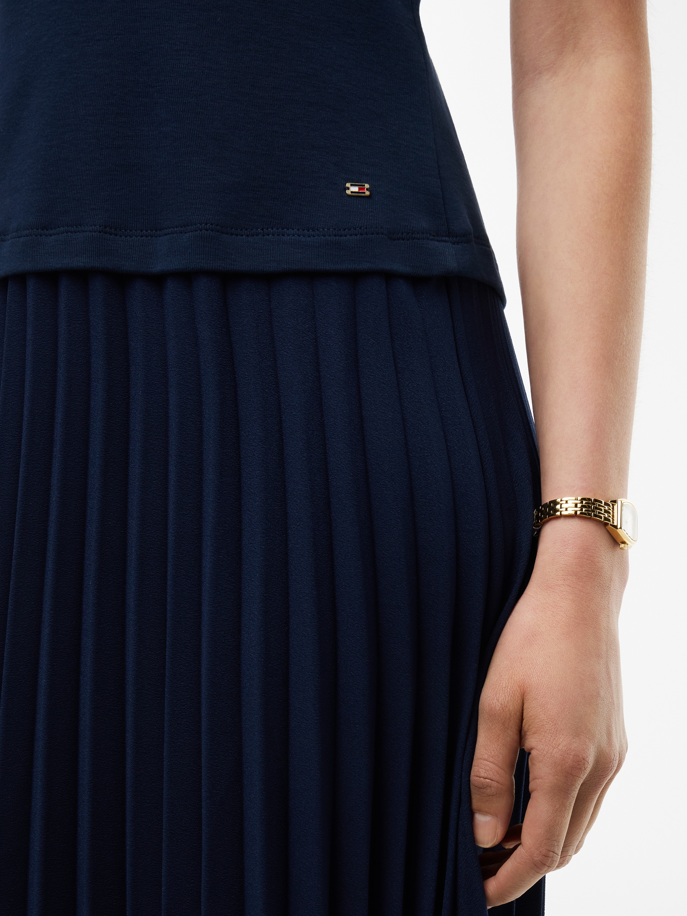 Tommy Hilfiger Strickkleid »GOLD BUTTON HIGH-NK S/S DRESS« Baumwolle