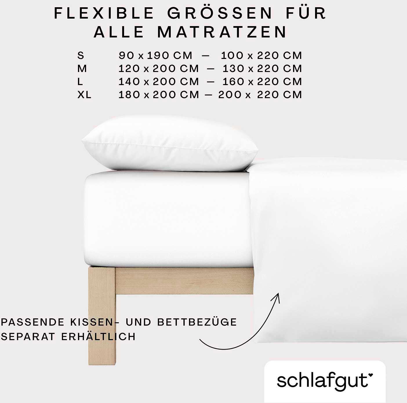 Schlafgut Spannbettlaken »PURE Bio-Baumwolle mit Elasthan, dehnbar blickdicht, straff, Bettlaken«, Laken für Matratzen bis 30cm Höhe, in 90x200, 140x200 oder 180x200 cm