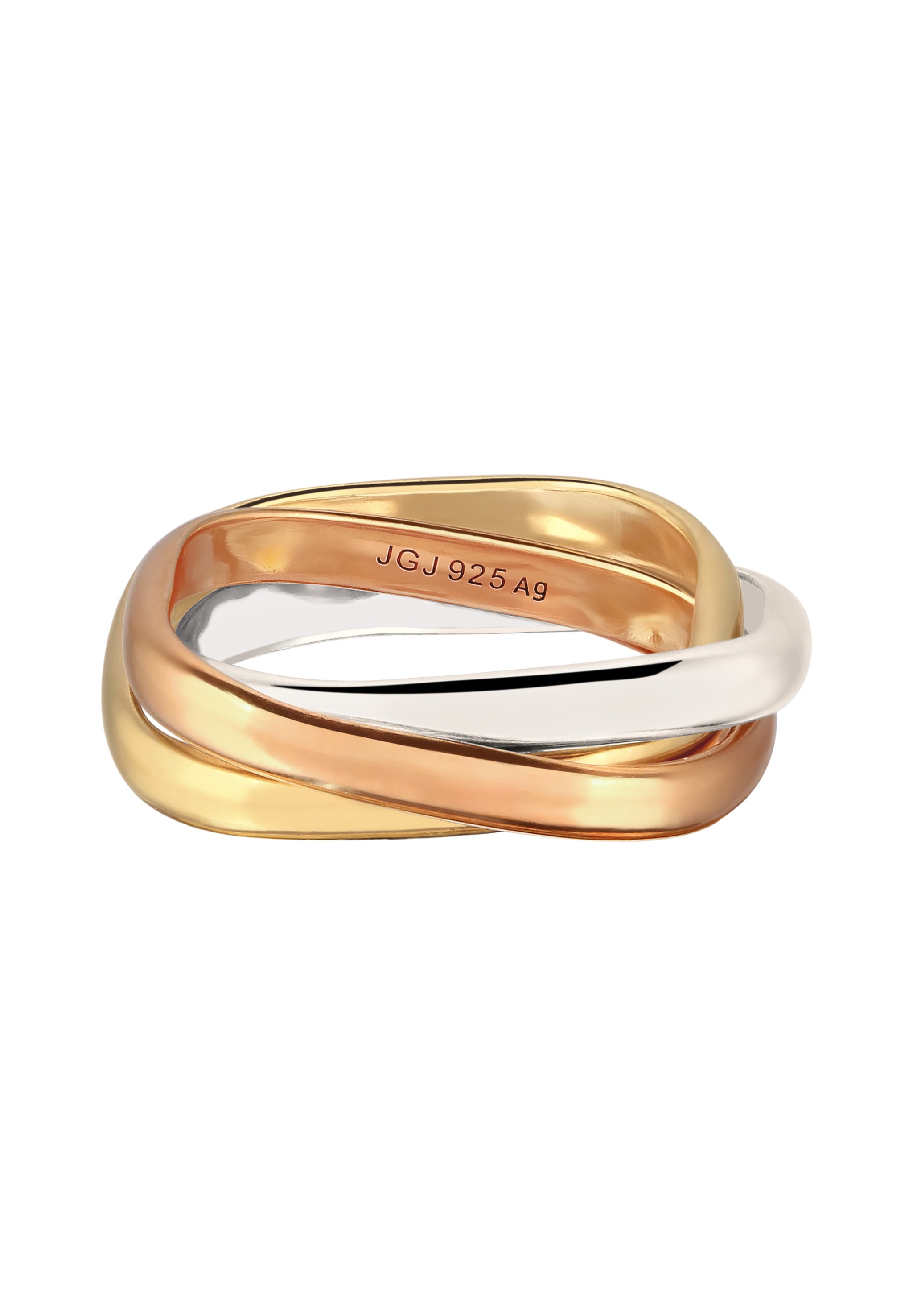 Elli Silberring »Ring Wickelring Tri-Color 925 Sterling Silber vergoldet«