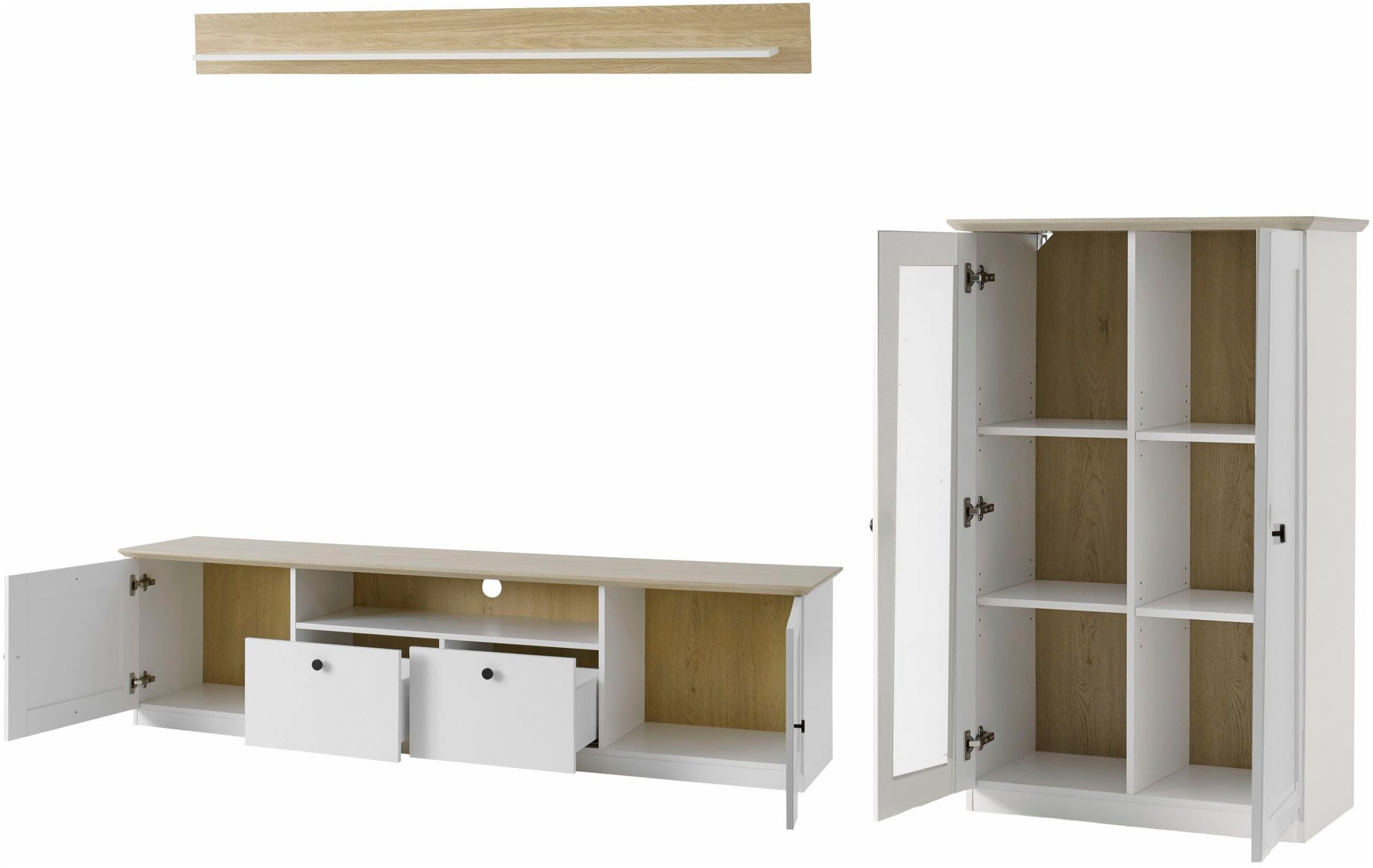 OTTO home Wohnwand »Brest, Anbauwand im Landhausstil, Komplettset, Wohnzimmer-Set« Set, 3 Stk. tlg.