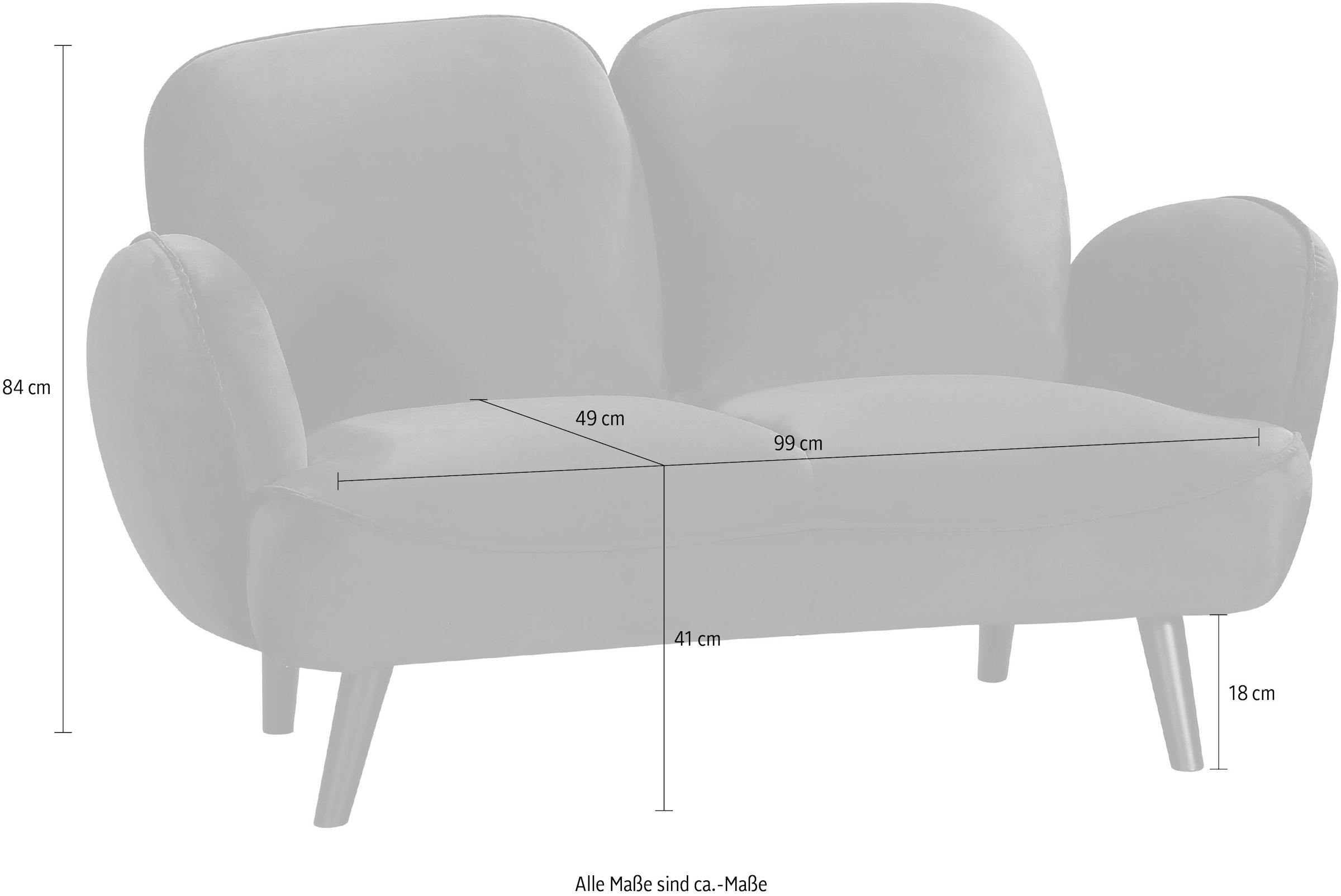 ATLANTIC home collection 2-Sitzer »Ben« mit Wellenunterfederung, Massivholzfüße, frei im Raum stellbar