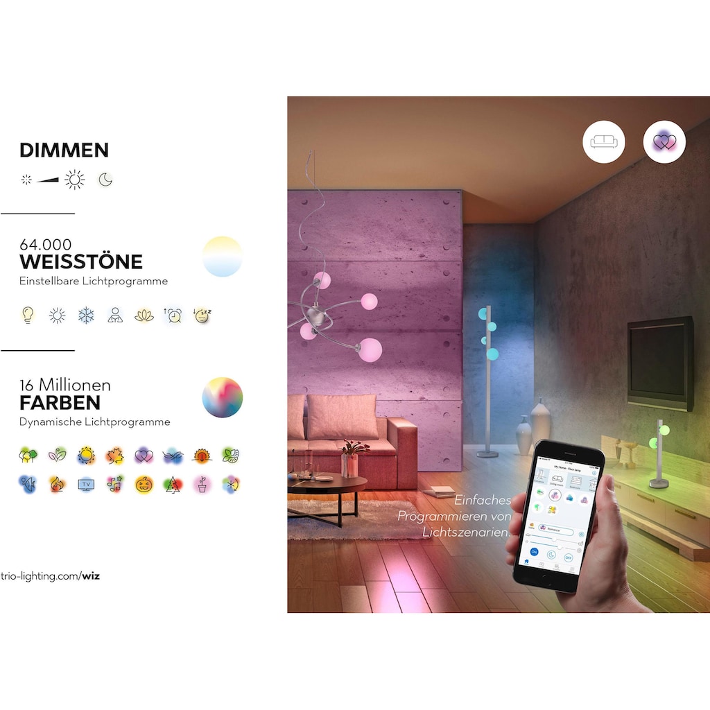 TRIO Leuchten LED Deckenleuchte »MELBY«, mit WiZ-Technologie für eine moderne Smart Home Lösung