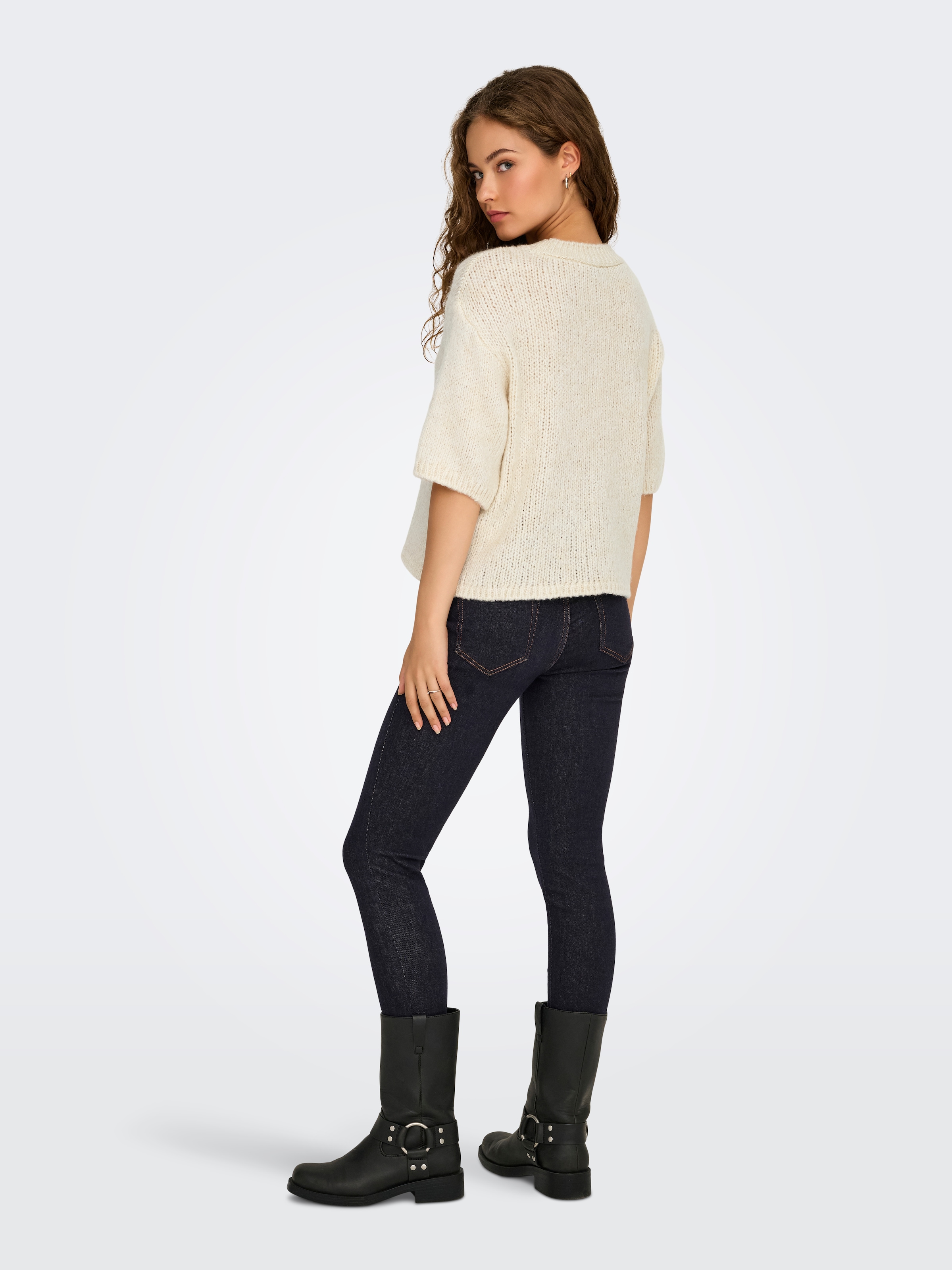 JDY Kurzarmpullover »JDYLINEA S/S PULLOVER O-NECK KNT NOOS« Kunstfaser, Rippstrick