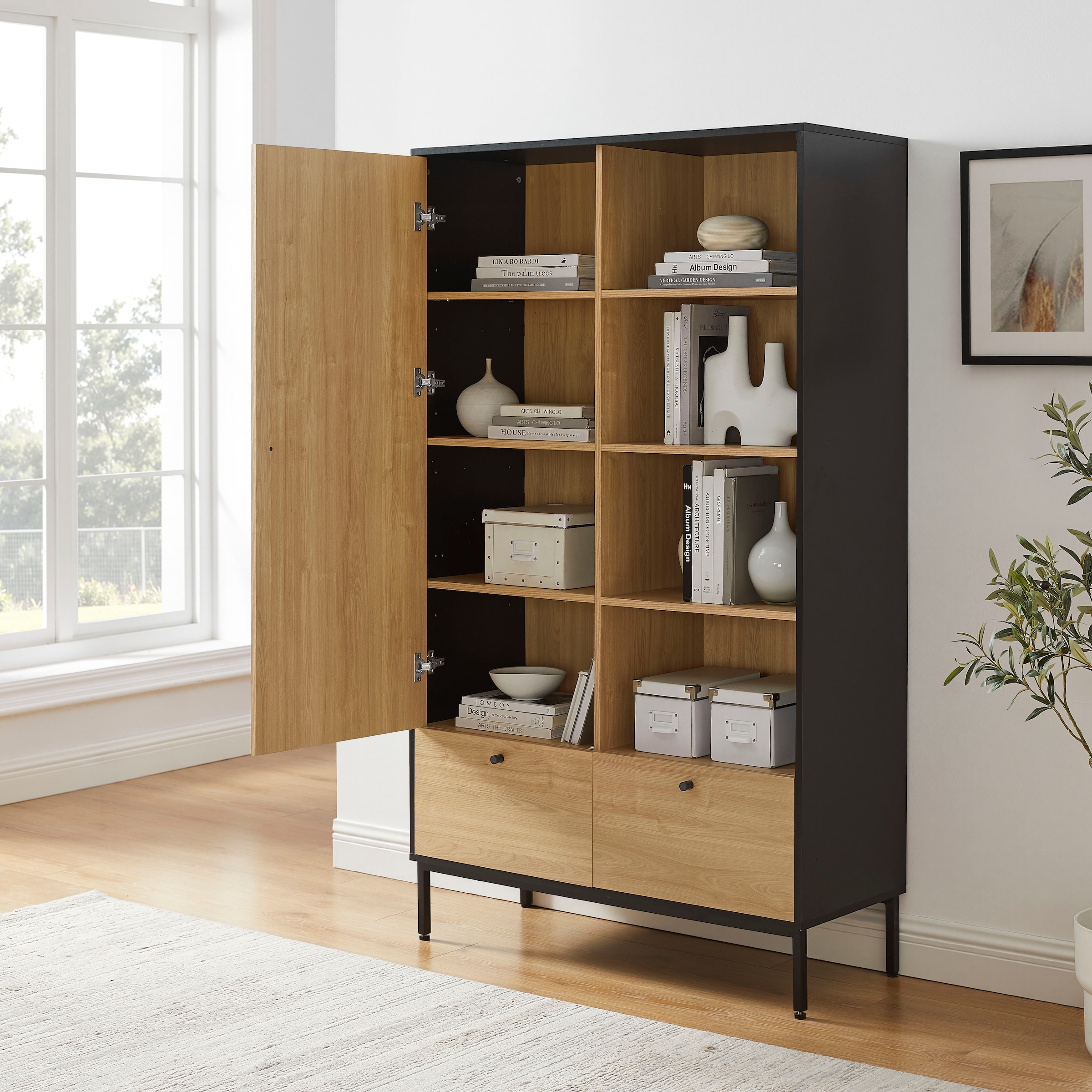 OTTO home Highboard »Tayler« pflegeleichte Melaminoberfläche, Metallgestell, Breite 100 cm