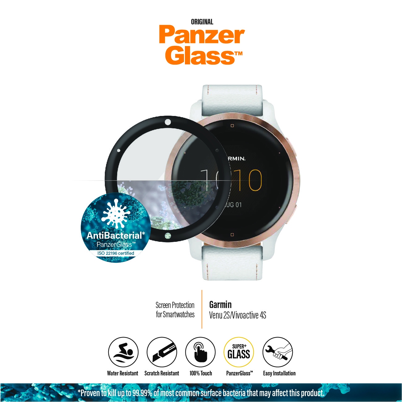PanzerGlass Displayschutzglas »Screen Protection«, für Garmin Venu 2S-Vivoactive 4s, Displayschutzfolie, Schutzfolie, Bildschirmschutz, kratz- & stoßfest