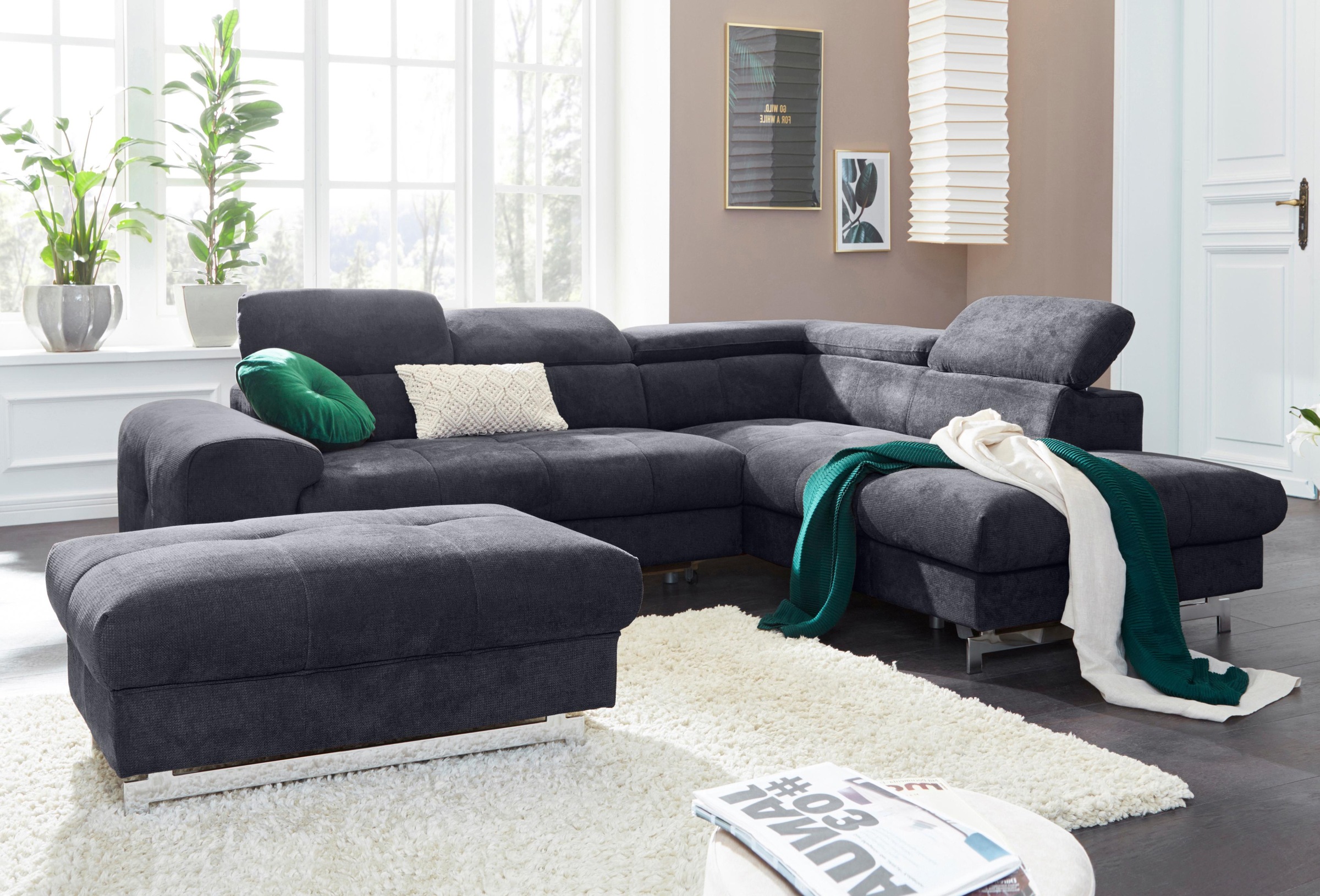 COTTA Ecksofa »Chef L-Form«, mit Kopfteilverstellung, wahlweise mit Bettfunktion & Bettkasten