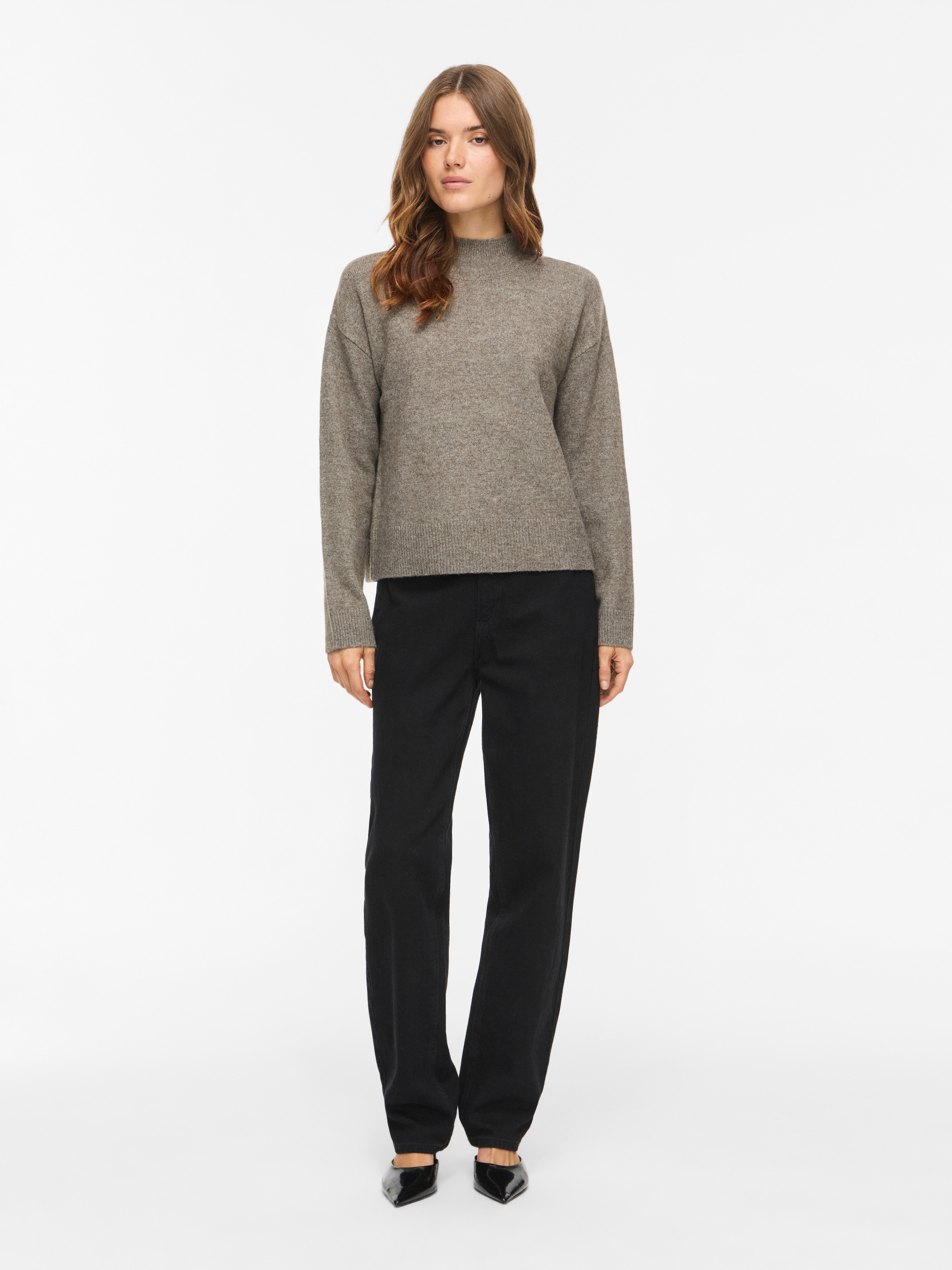 Vila Strickpullover »VIAYLIN HIGHNECK L/S KNIT TOP/PB« Materialmix,
