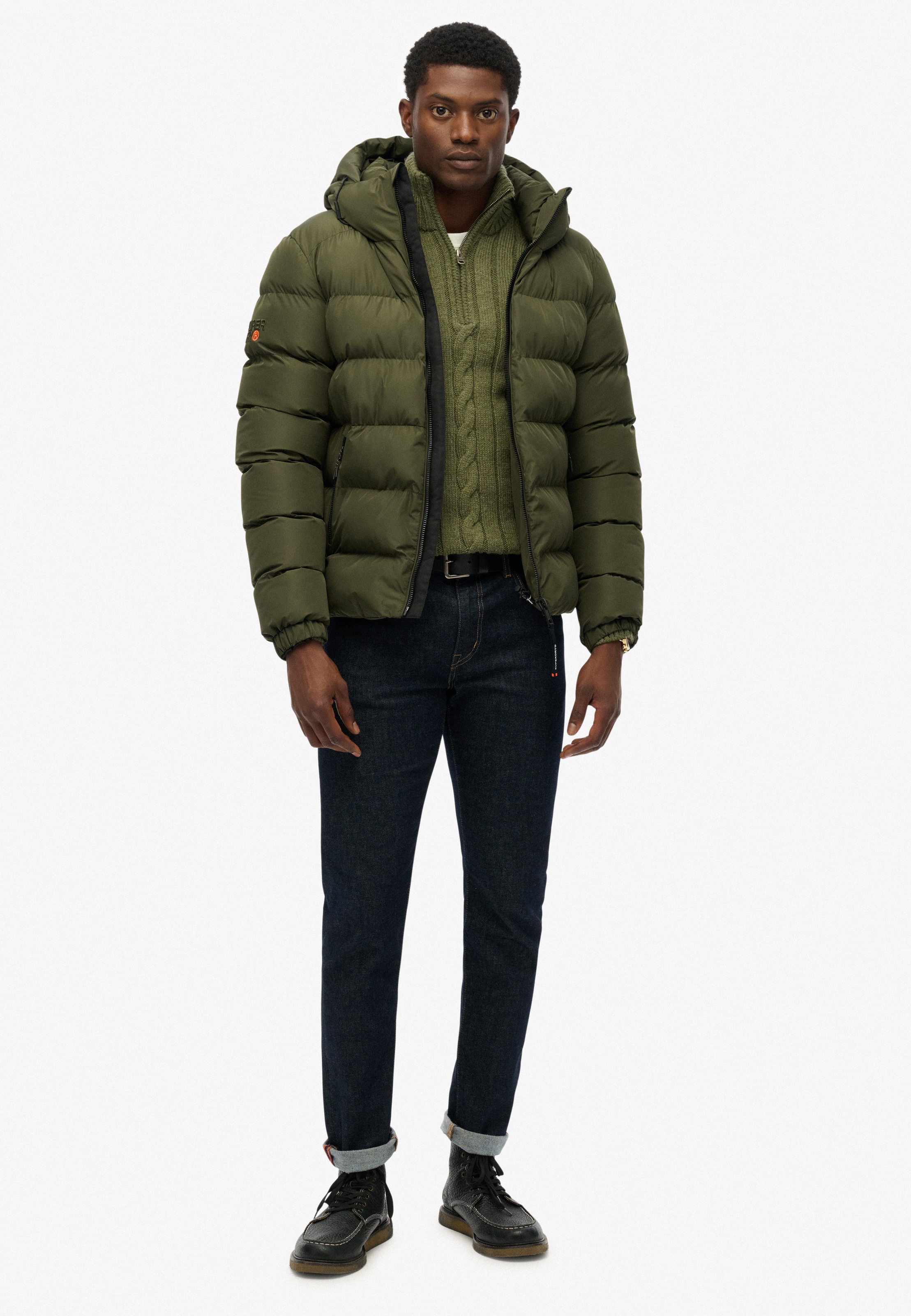 Superdry Steppjacke »HOODED SPORTS PUFFER JACKET« mit Kapuze Kunstfaser, relaxed fit
