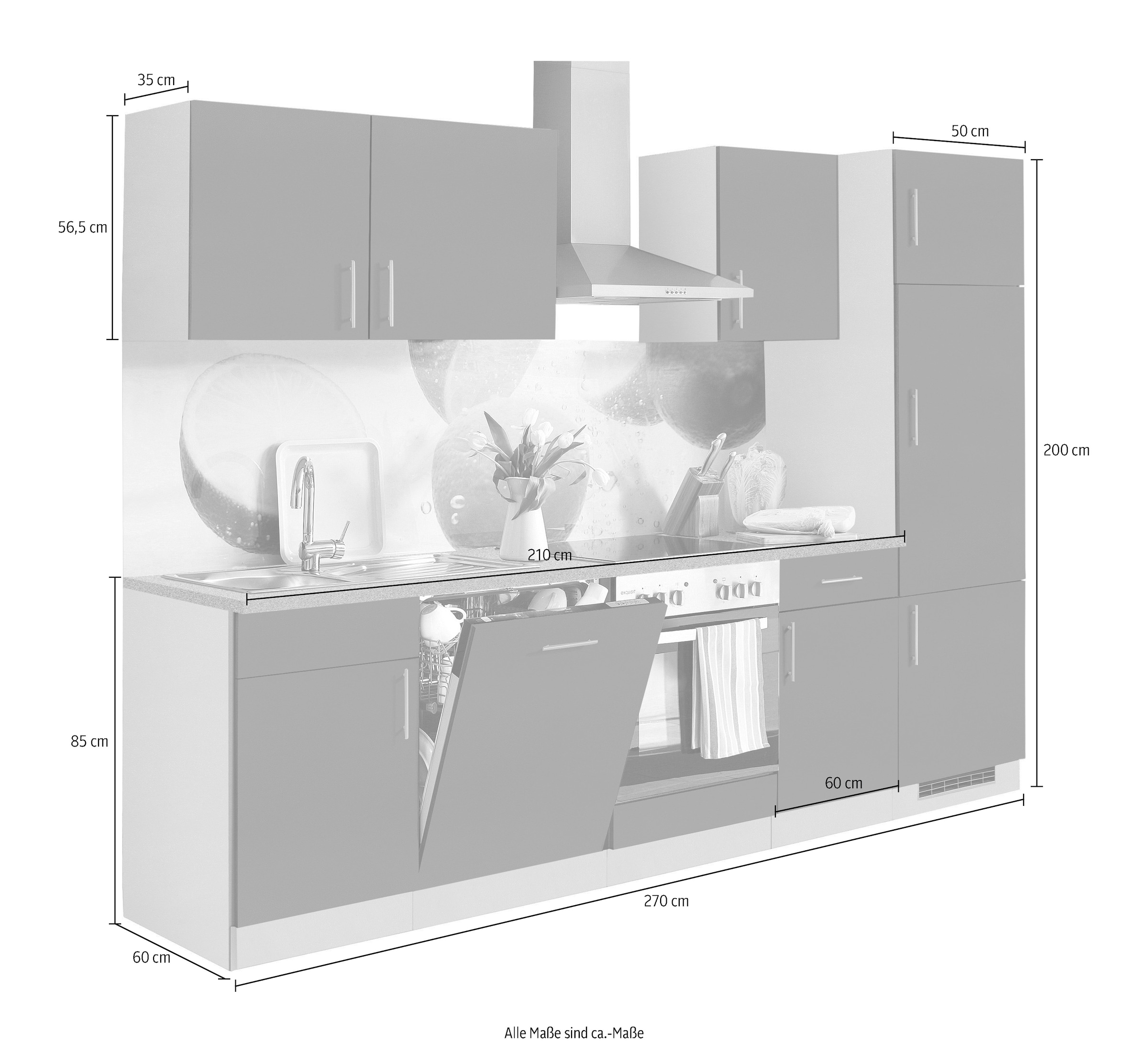 wiho Küchen Küchenzeile »Kiel«, inkl. Geschirrspüler, Breite mit cm bestellen 280 E-Geräten, online bei OTTO