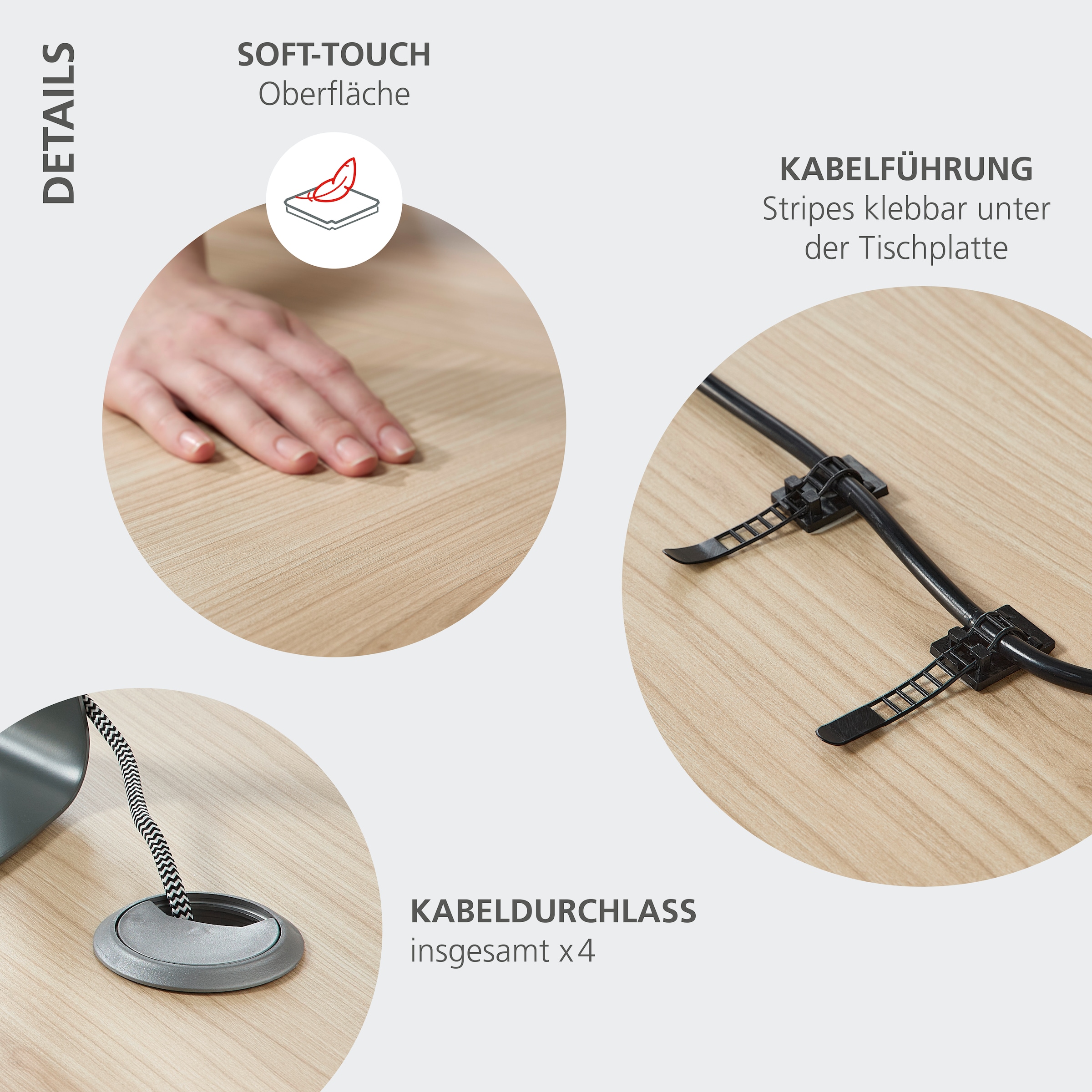 Innostyle Schreibtisch »Schreibtisch Santorin, 185/72/173 cm ( B/H/T)« 1 Stk. tlg. mit motor. Höhenverst. (72-120 cm) mit Memory-Funkt., li/re montierbar