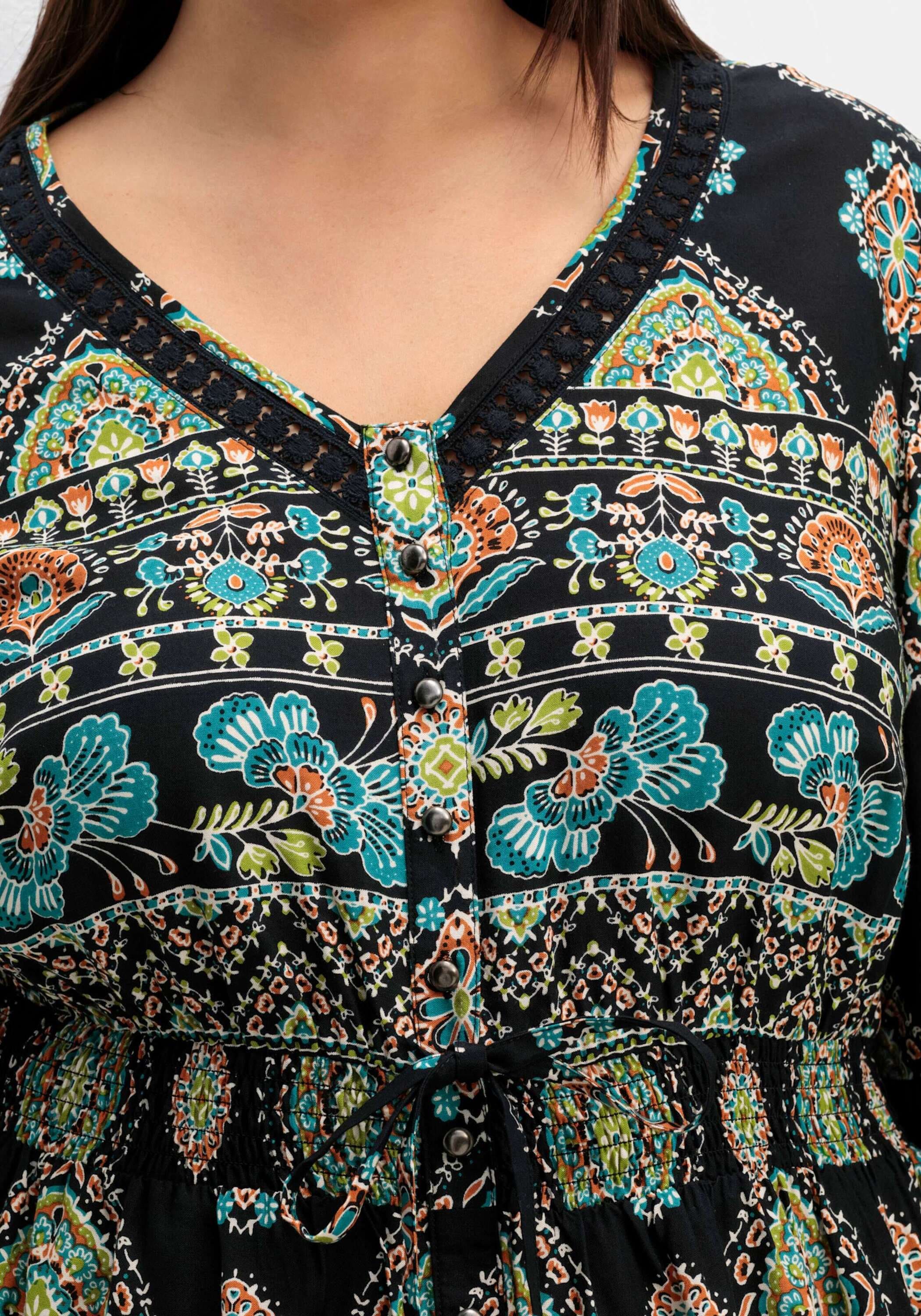 sheego by Joe Browns Maxikleid »Maxikleid Maxikleid im Boho-Stil« Ohne Tasche im Boho-Stil, mit Trompetenärmeln