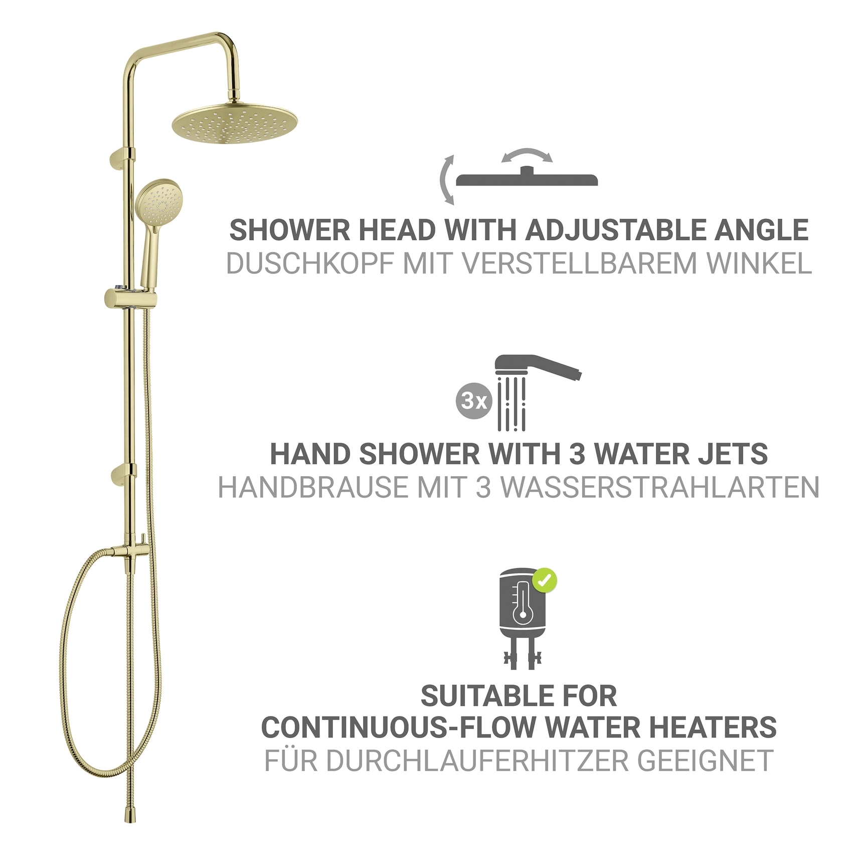WENKO Brausegarnitur Komplett-Set,  mit Thermostat-Armatur, inkl. 2 Watersaving Regulatoren