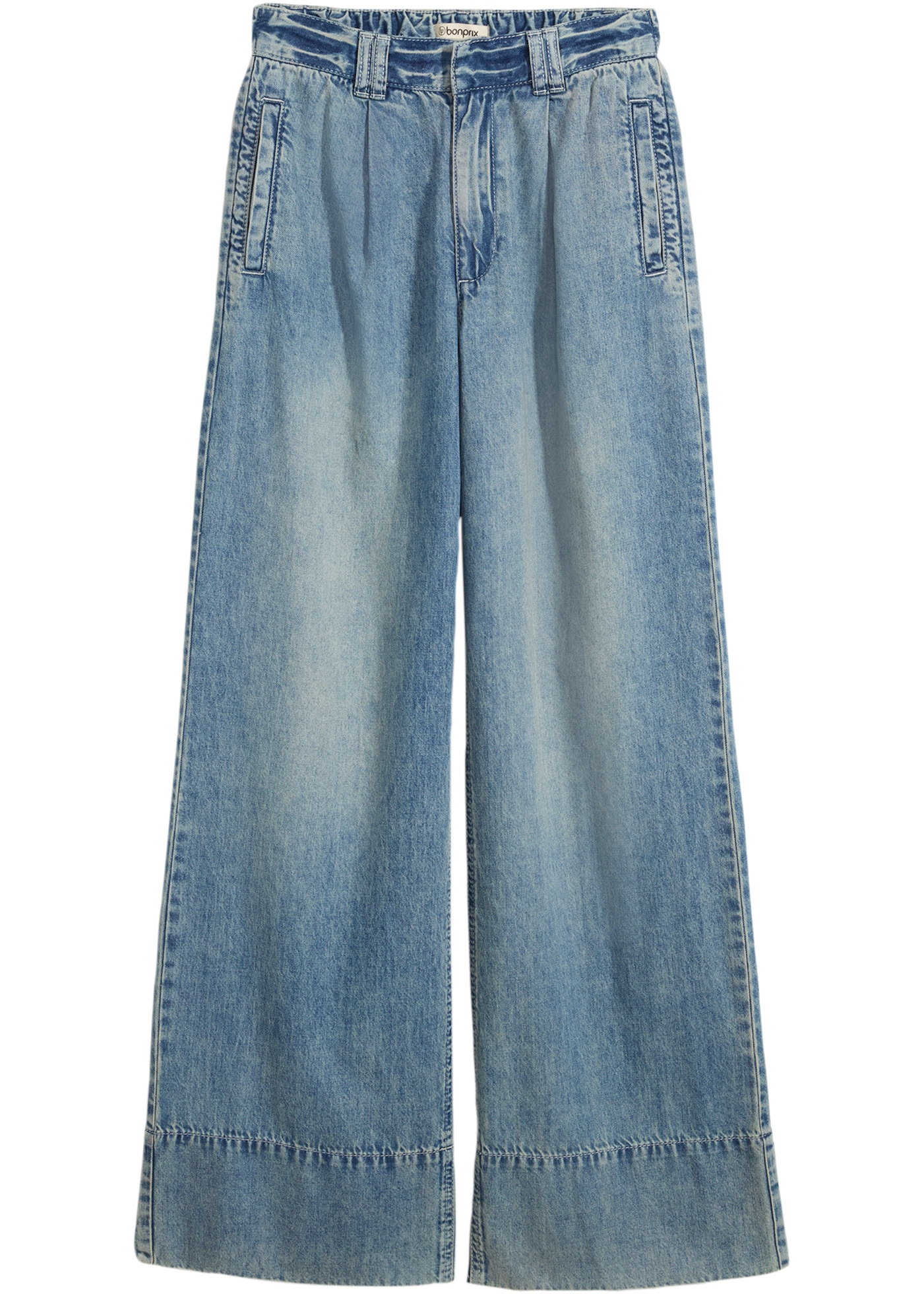 bonprix Weite Jeans hoher Bund, lockere Passform, aus Baumwolle und Lyocell