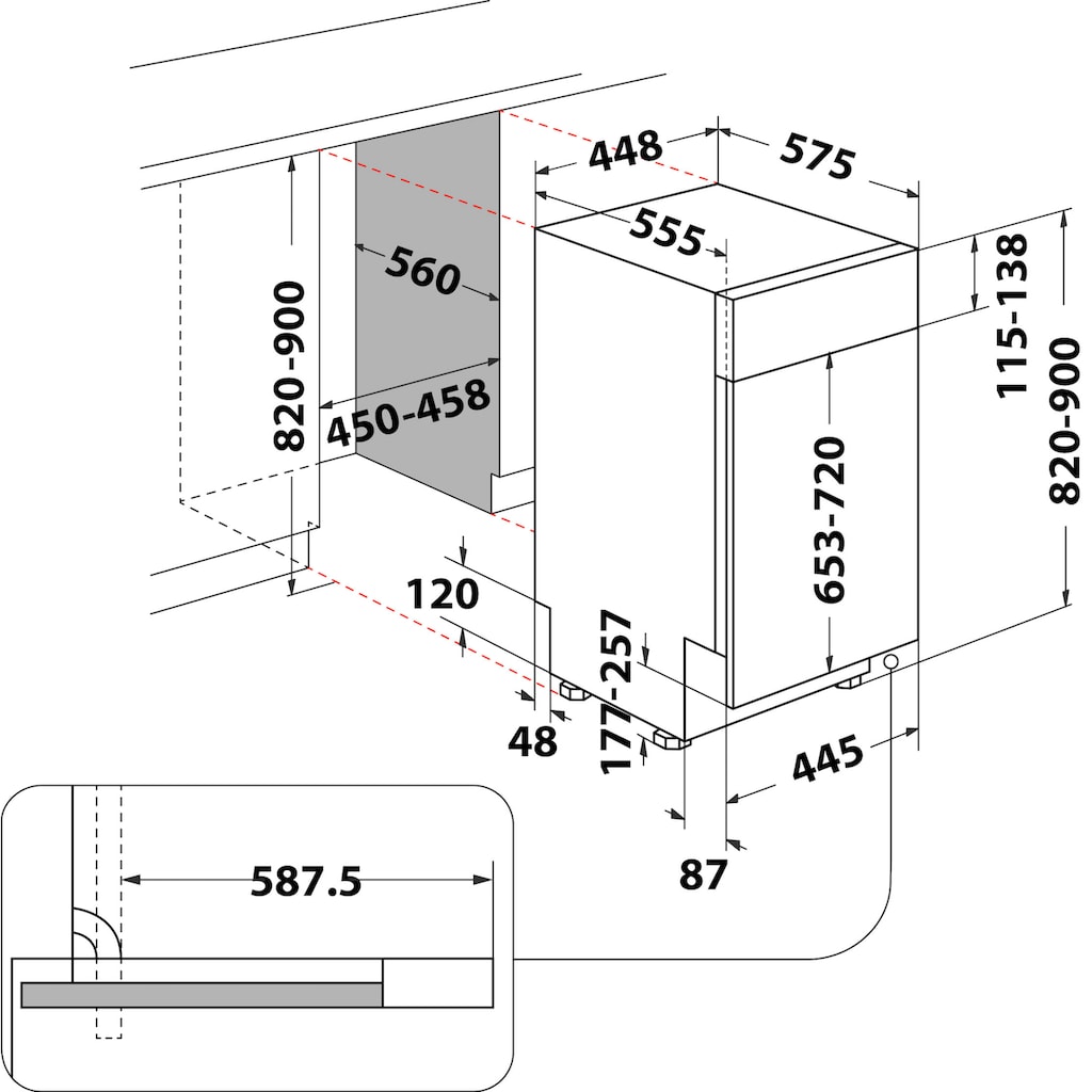 BAUKNECHT teilintegrierbarer Geschirrspüler »BSBO 3O35 PF X«, BSBO 3O35 PF X (2), 10 Maßgedecke