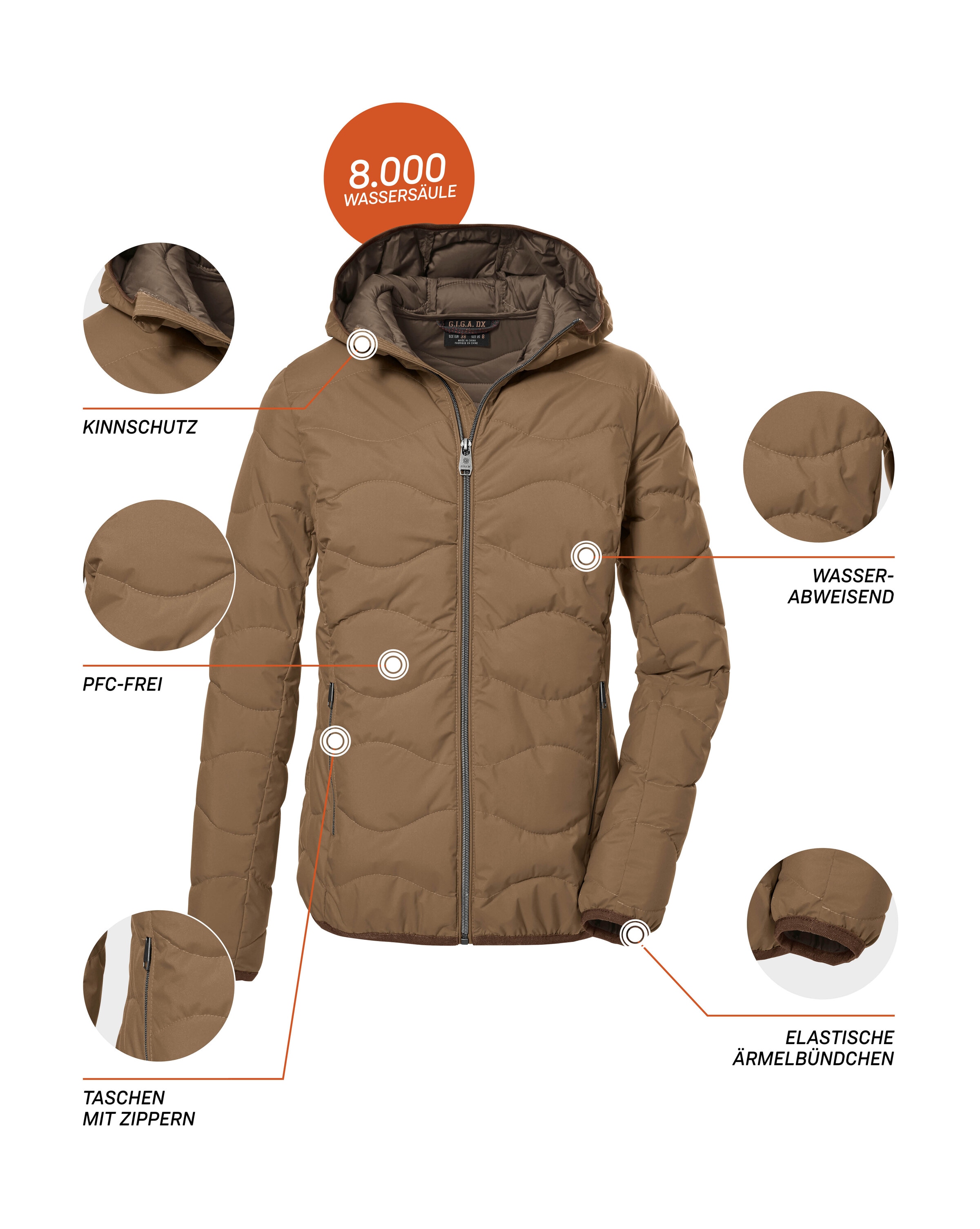 G.I.G.A. DX by killtec Steppjacke »GW 21 WMN QLTD JCKT«, Elegante, wasserabweisende Damenjacke aus recycelten Materialien