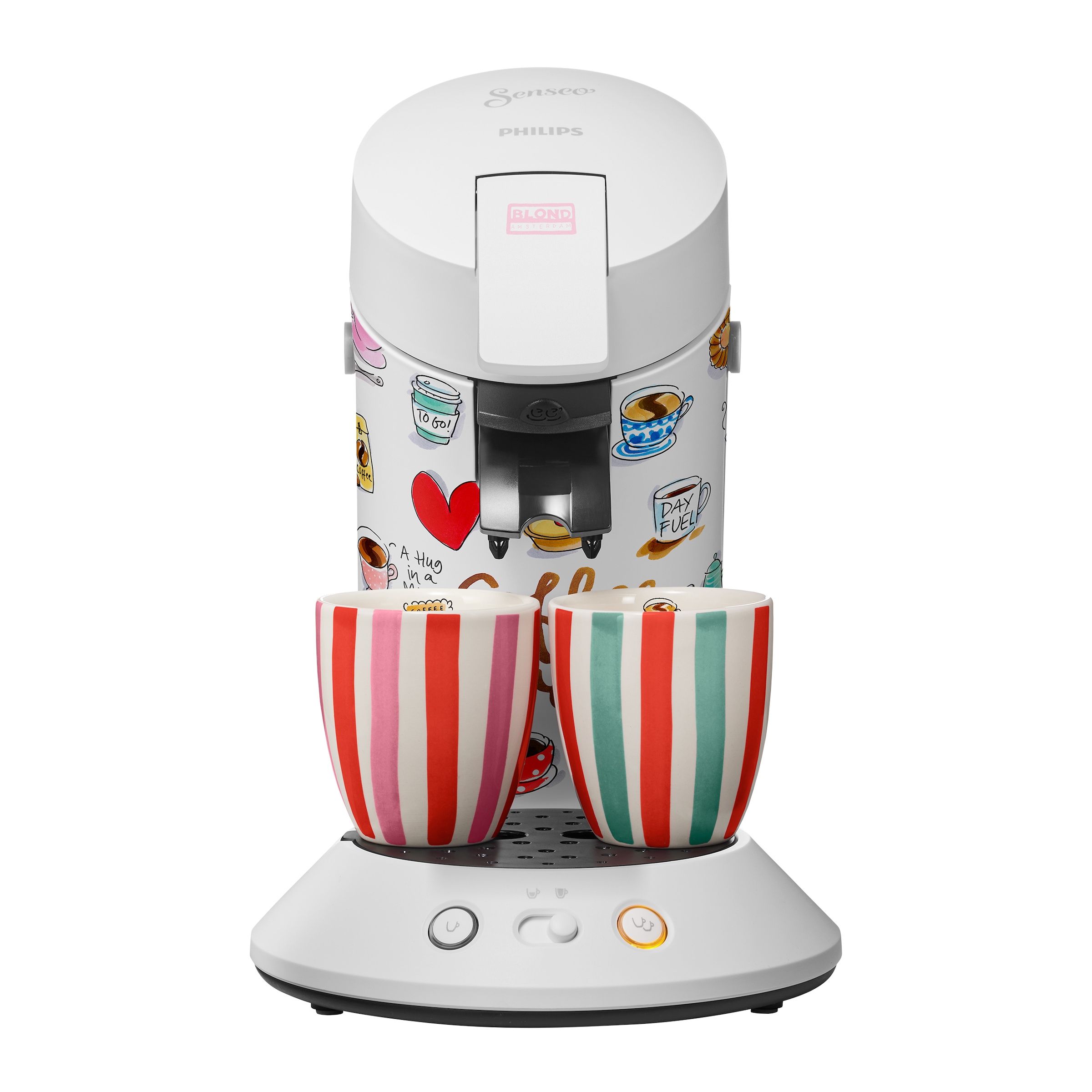 Philips Senseo Kaffeepadmaschine »Original Plus CSA210/15, mit zwei Kaffee-Einstellungen«, aus 28% rec. Plastik, inkl. 2 Blond Limited Edition Tassen