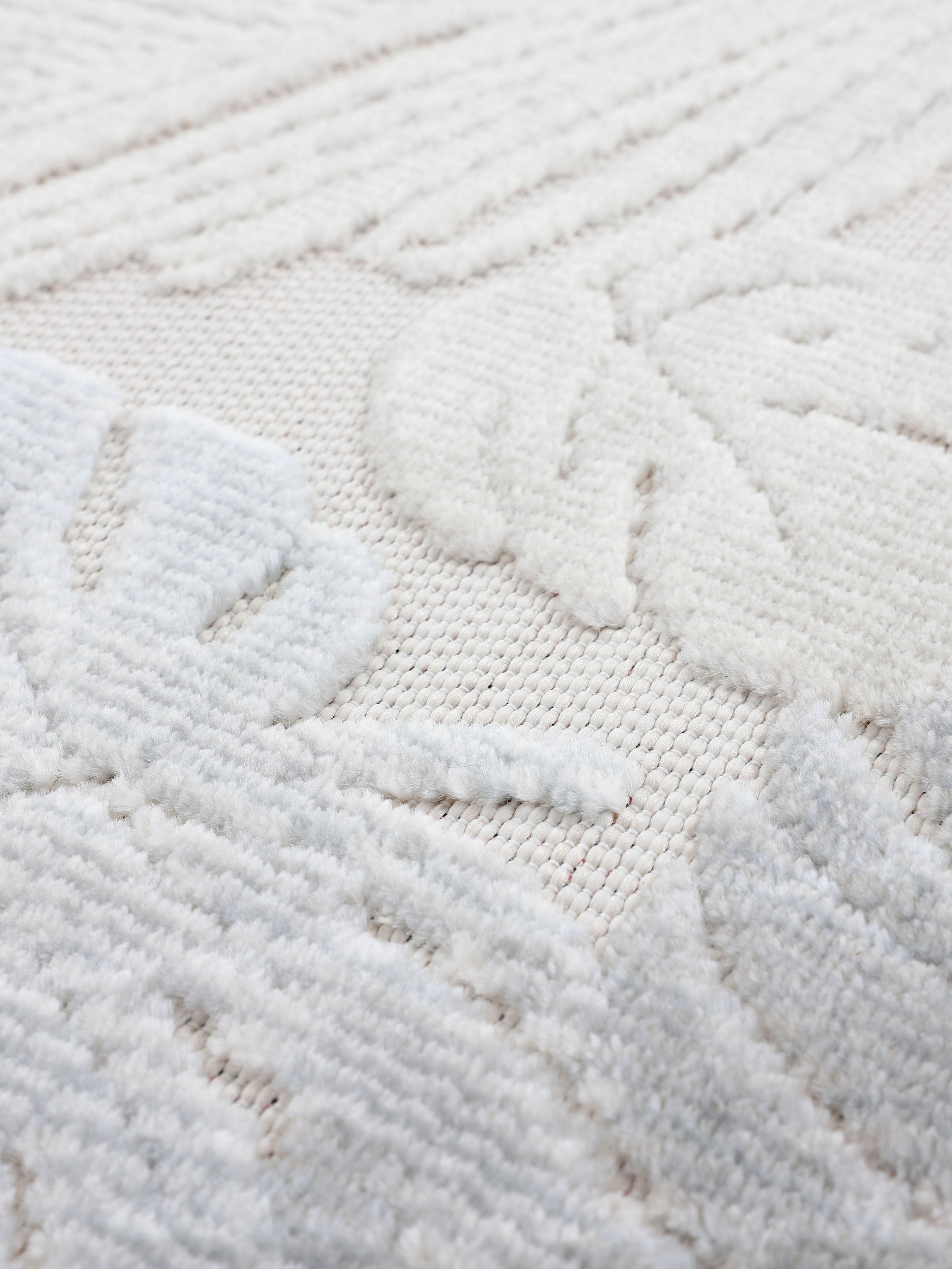 carpetfine Teppich »Deja 104«, rechteckig, 4 mm Höhe, robustes Flachgewebe, Motiv- Floral Palmenblätter, Hoch-Tief Effekt