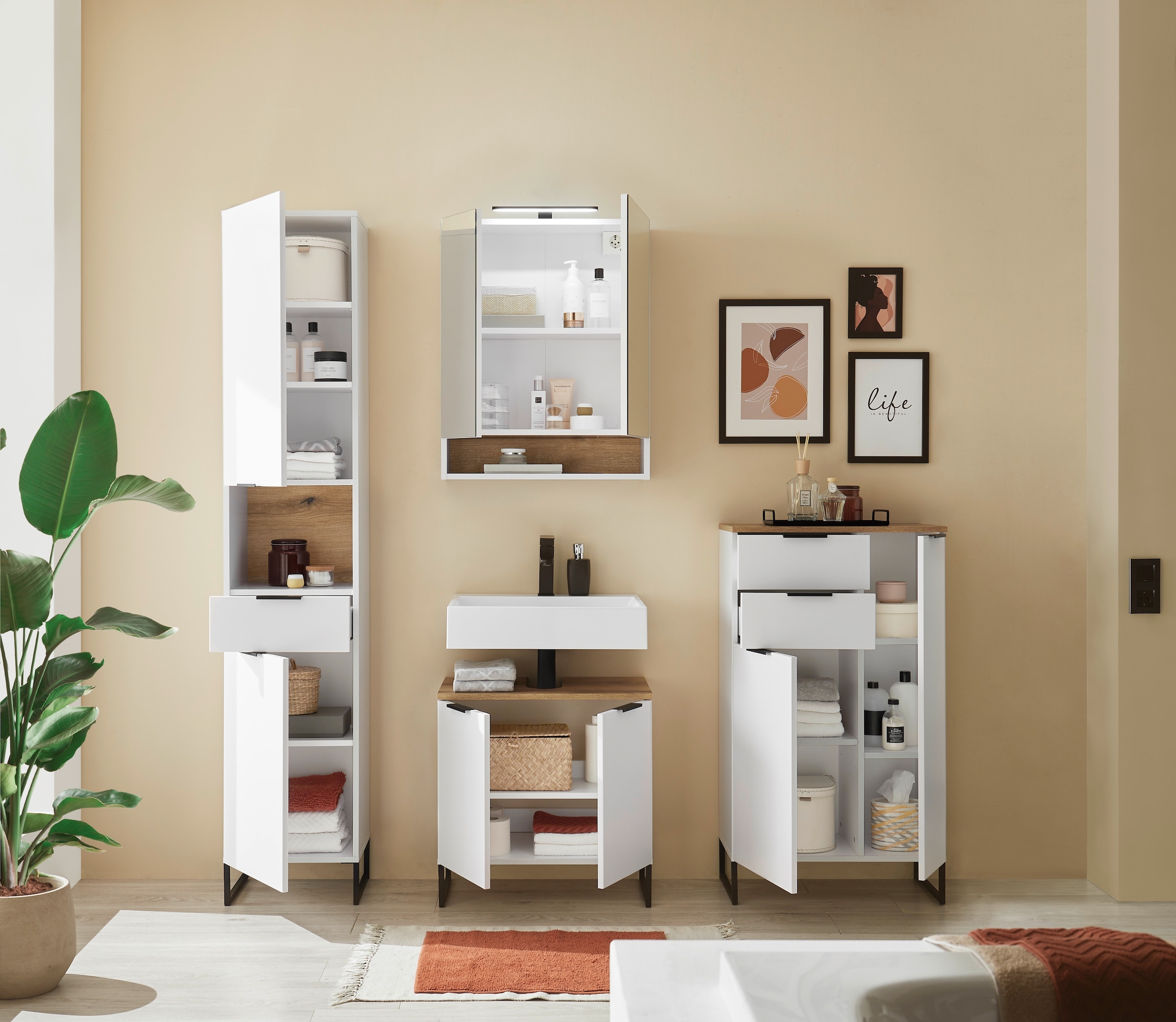 BASIC by Balculina Midischrank »Denver Midischrank, Badezimmerschrank BxHxT 60x106x32« 1 Stk. tlg. Breite 60 cm, Tür L/R montierbar, Softclose