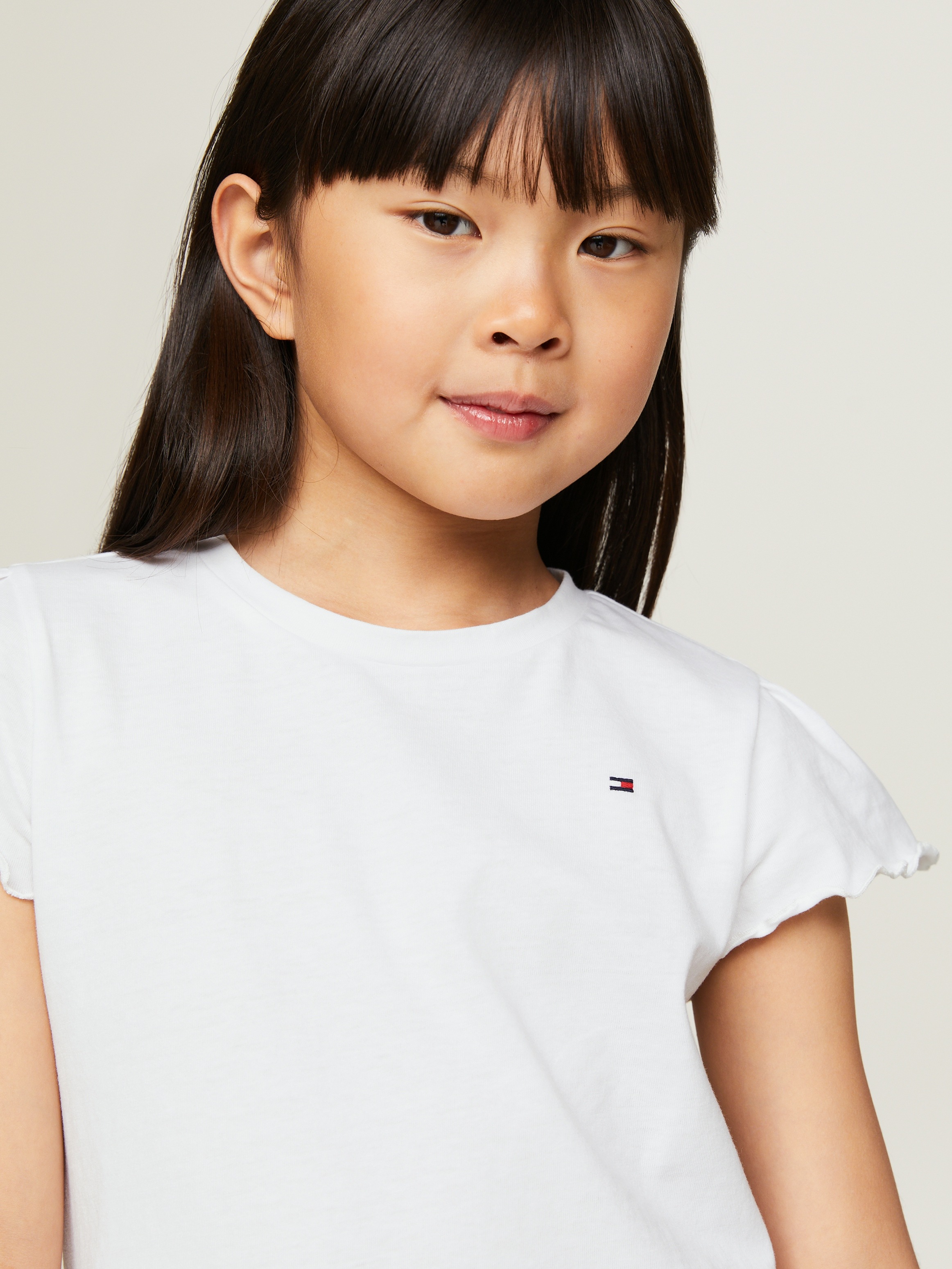 Tommy Hilfiger T-Shirt »ESSENTIAL RUFFLE SLEEVE TOP«, mit gewelltem Ärmelabschluss