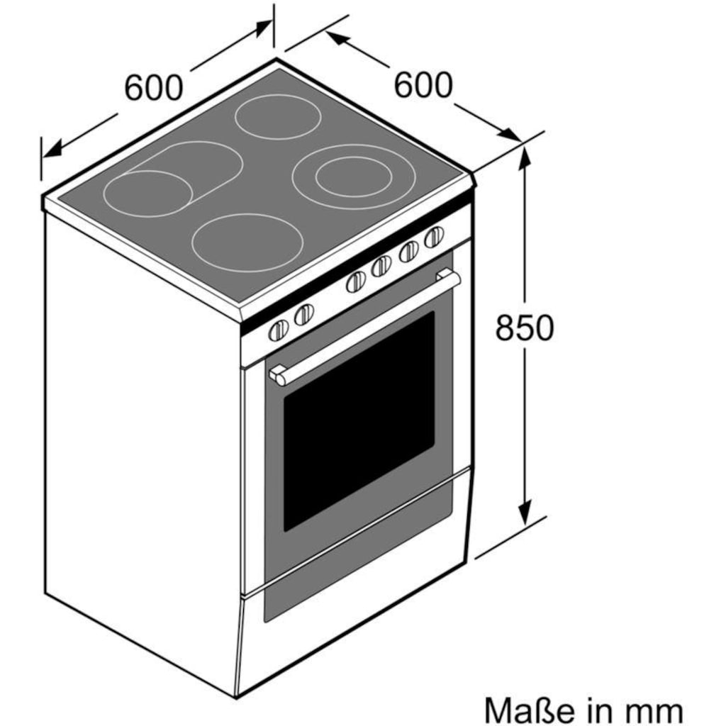 BOSCH Elektro-Standherd »HKR39C220«, 4, HKR39C220, mit 2-fach-Teleskopauszug, ecoClean Direct