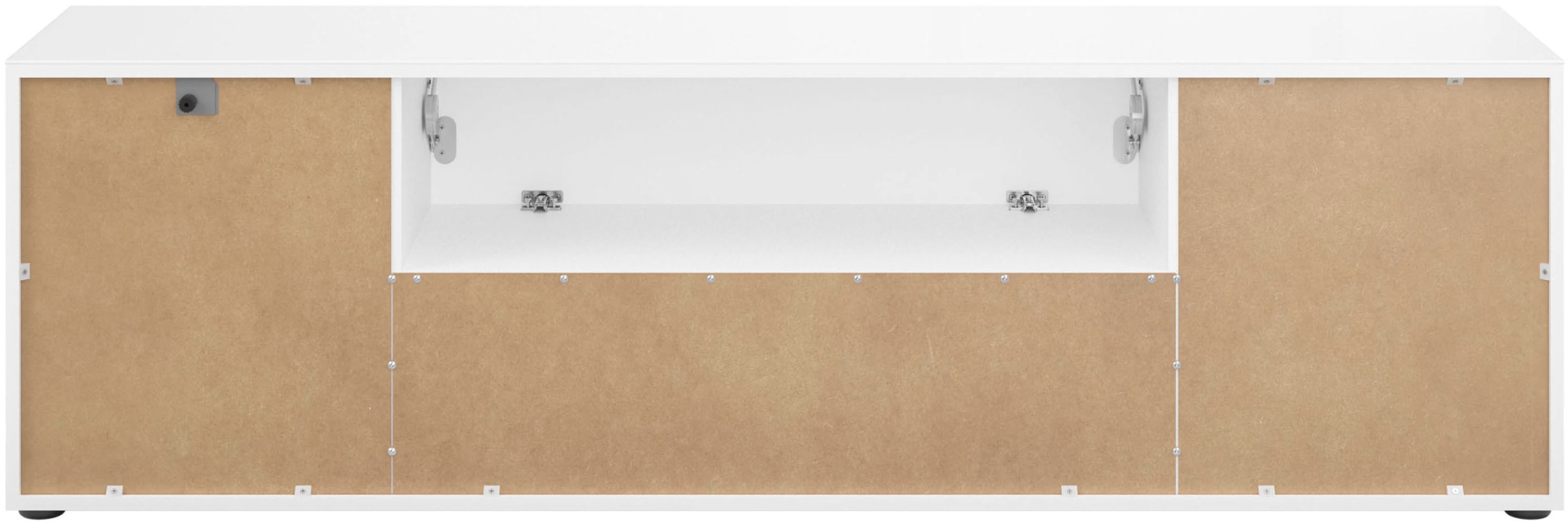 Manjana Möbel Lowboard »mit Chrom oder Schwarz matten Metallgriffen« mit Glasfronten, melaminbeschichtete Oberfläche, Made in Germany