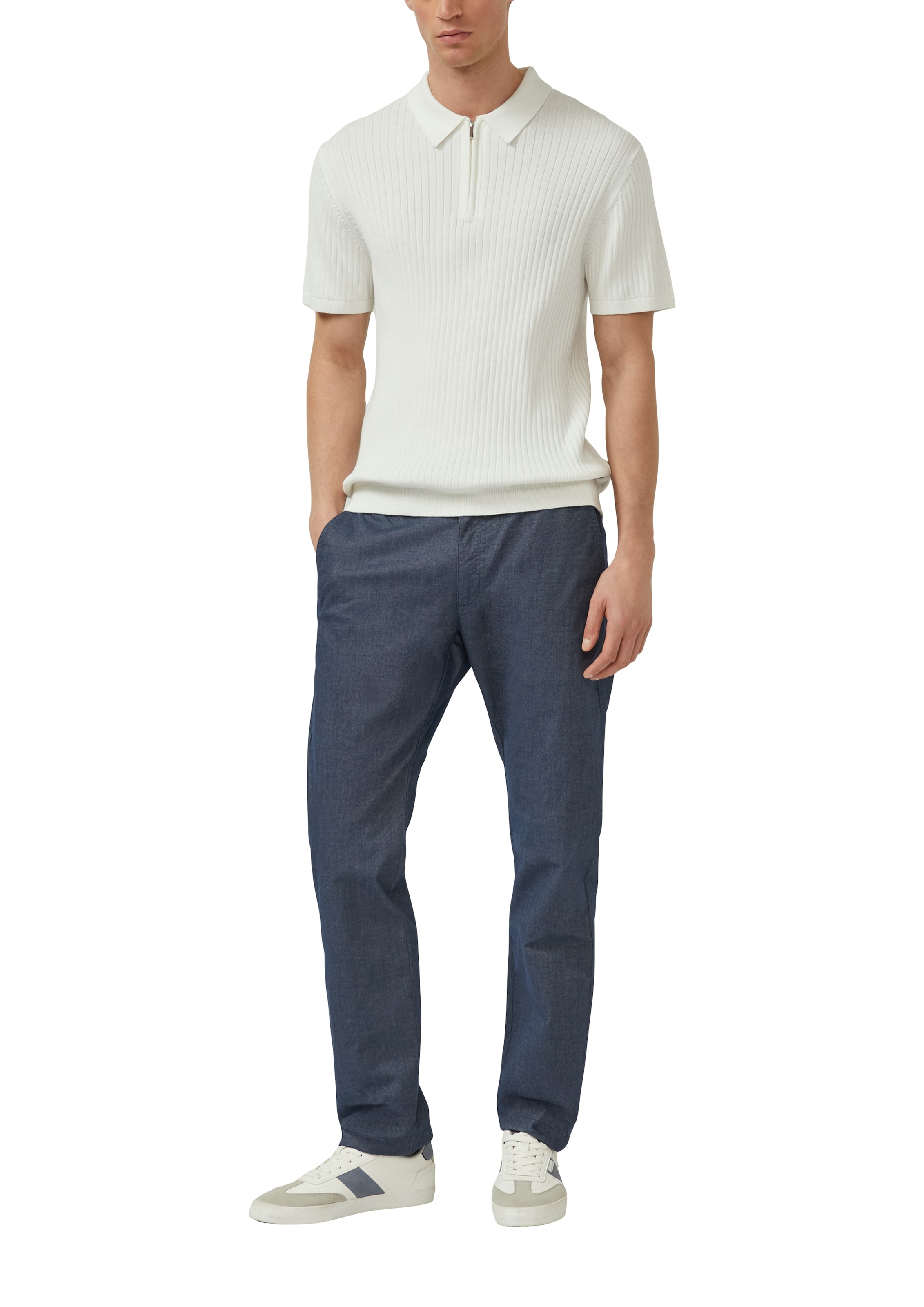 s.Oliver Poloshirt mit Strick-Muster und kurzes Reißverschluss