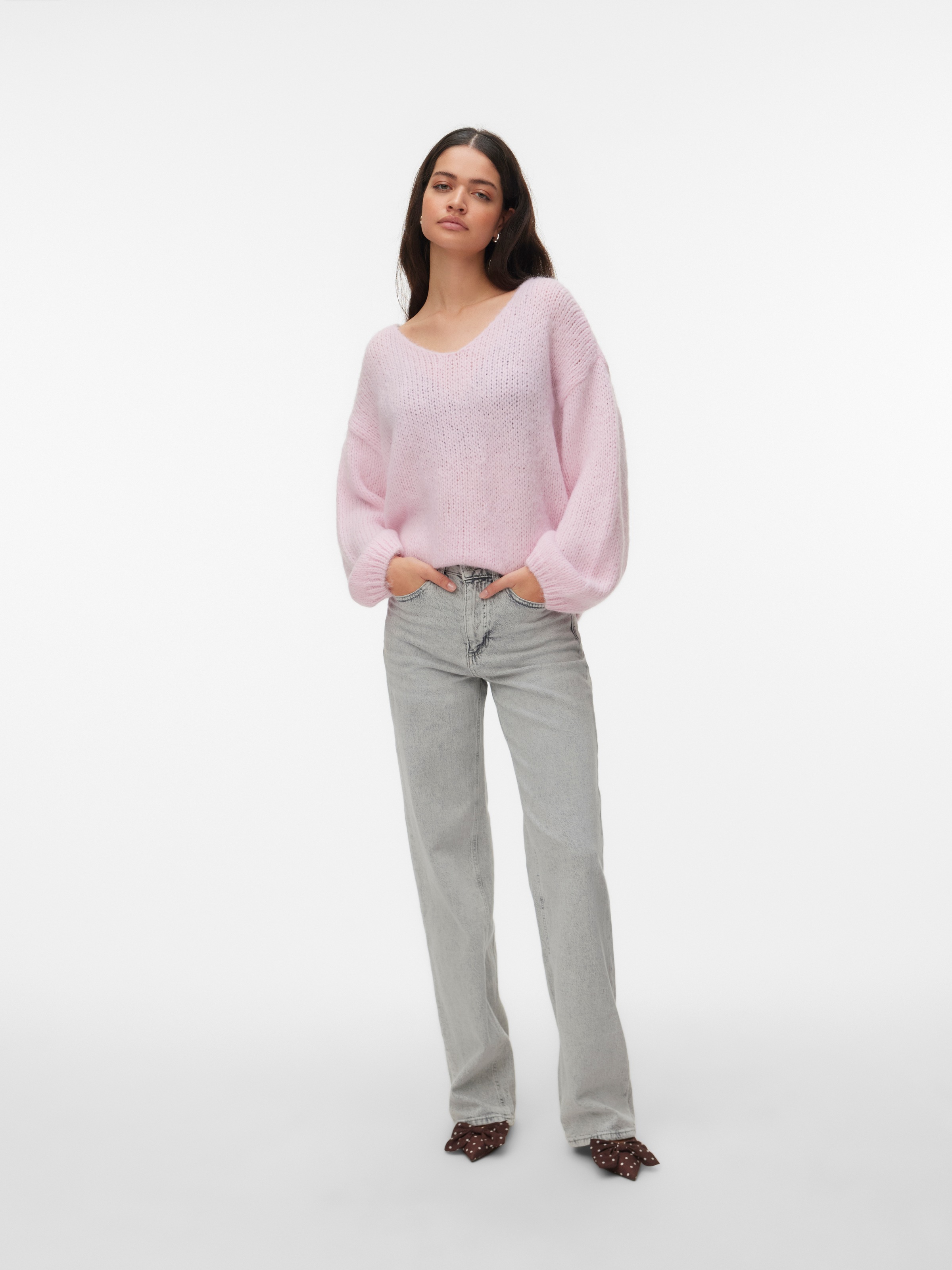 Vero Moda Strickpullover »VMMAYBE LS 2WAY V-NECK PULLOVER NOOS« Kunstfaser, locker geschnitten, V-Ausschnitt