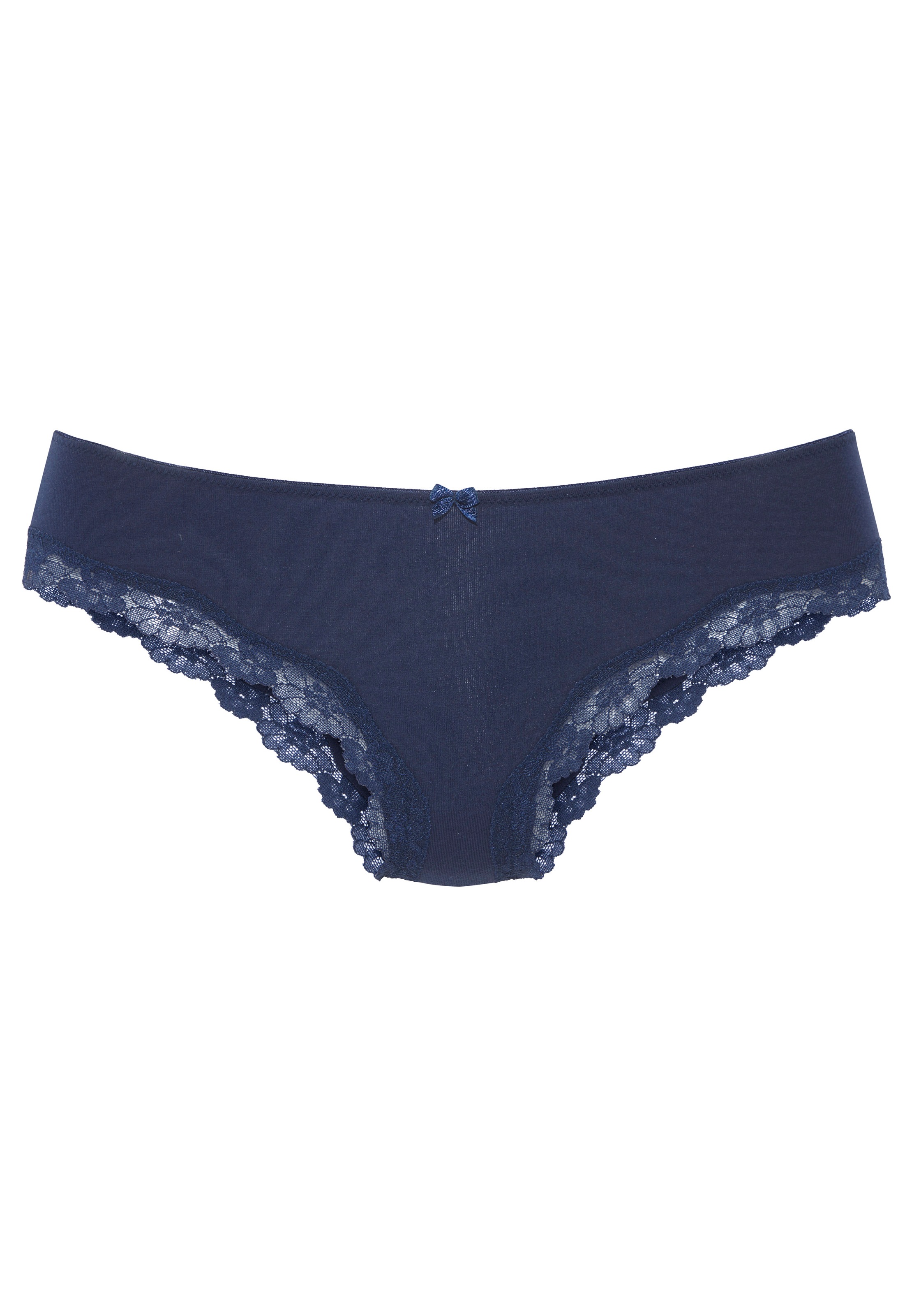 LASCANA Slip 3er-Pack,  aus elastischer Baumwolle mit zarter Spitze