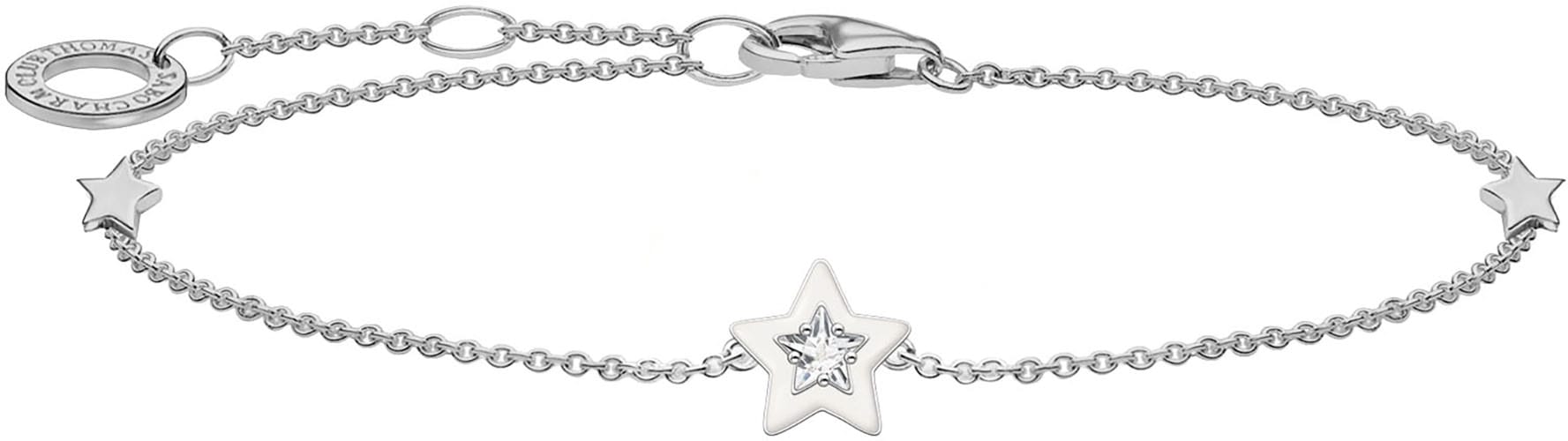 THOMAS SABO Armband »Stern mit weißen Steinen und weißer Kaltemaille, A2136-041-14-L19V«, mit Zirkonia (synth.) und Emaille