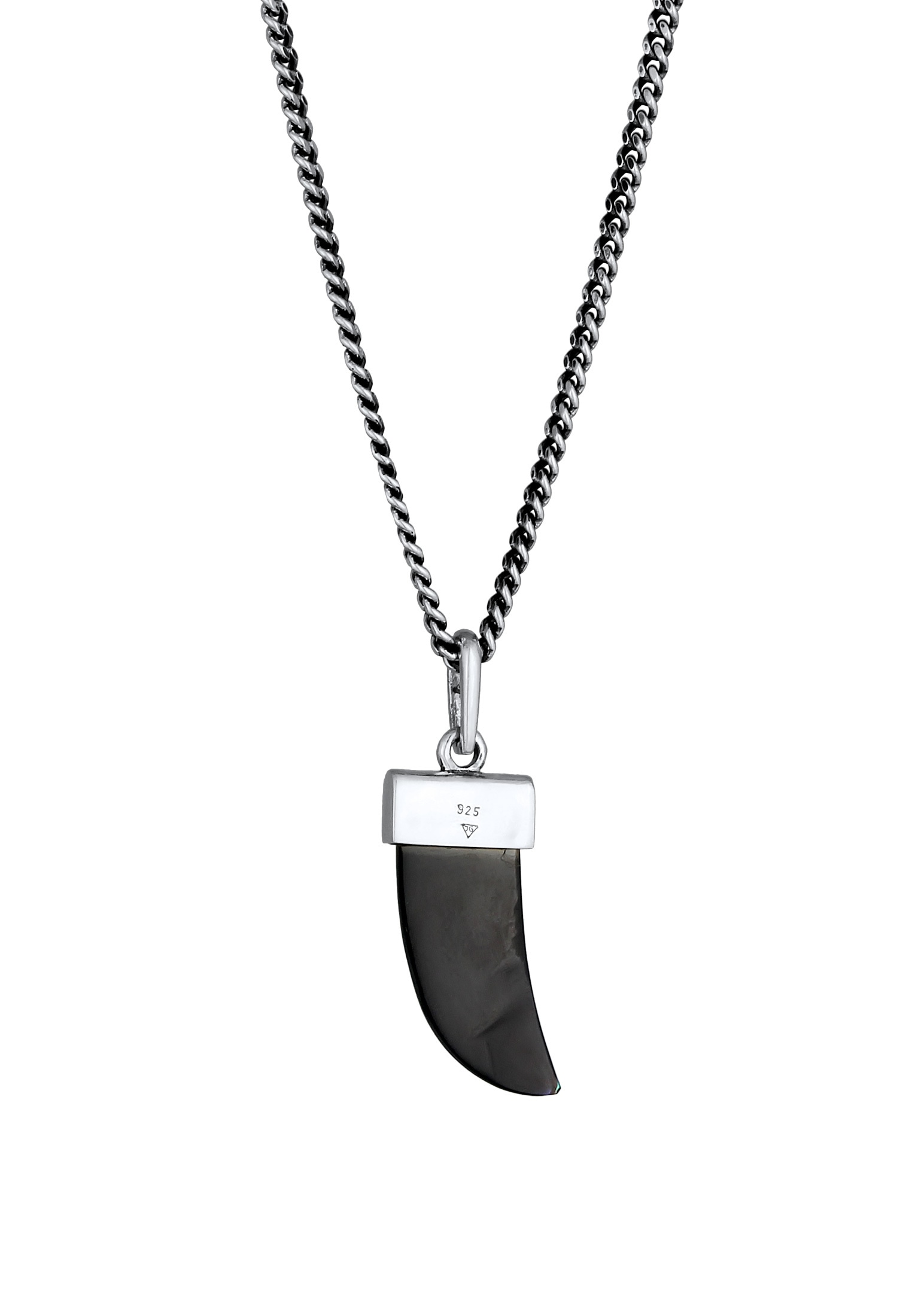Kuzzoi Kette mit Anhänger »Halskette Herren Panzer Abalone Muschel Zahn 925er Silber«