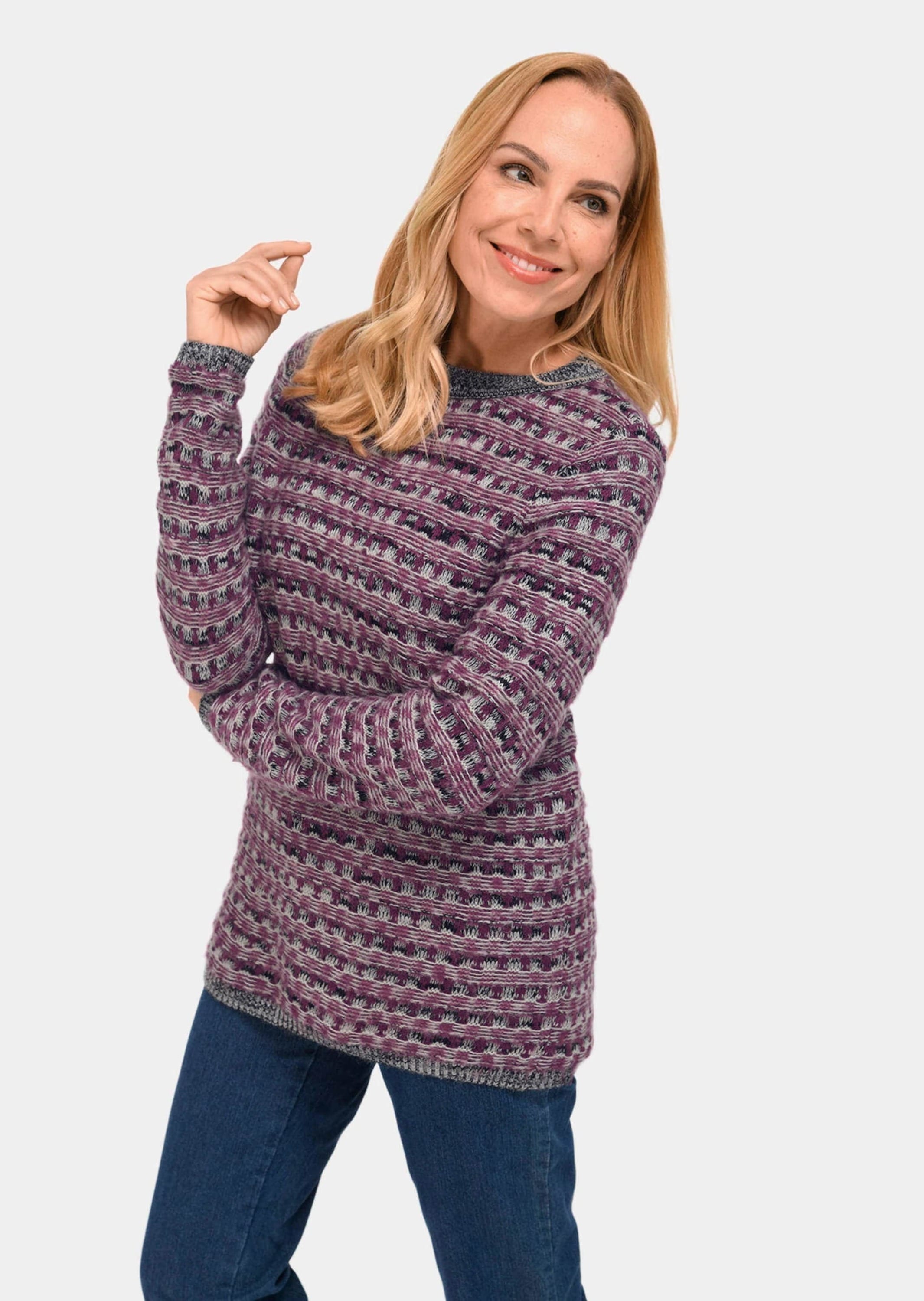 GOLDNER Longpullover »Trageangenehmer Pullover in Strukturmix«