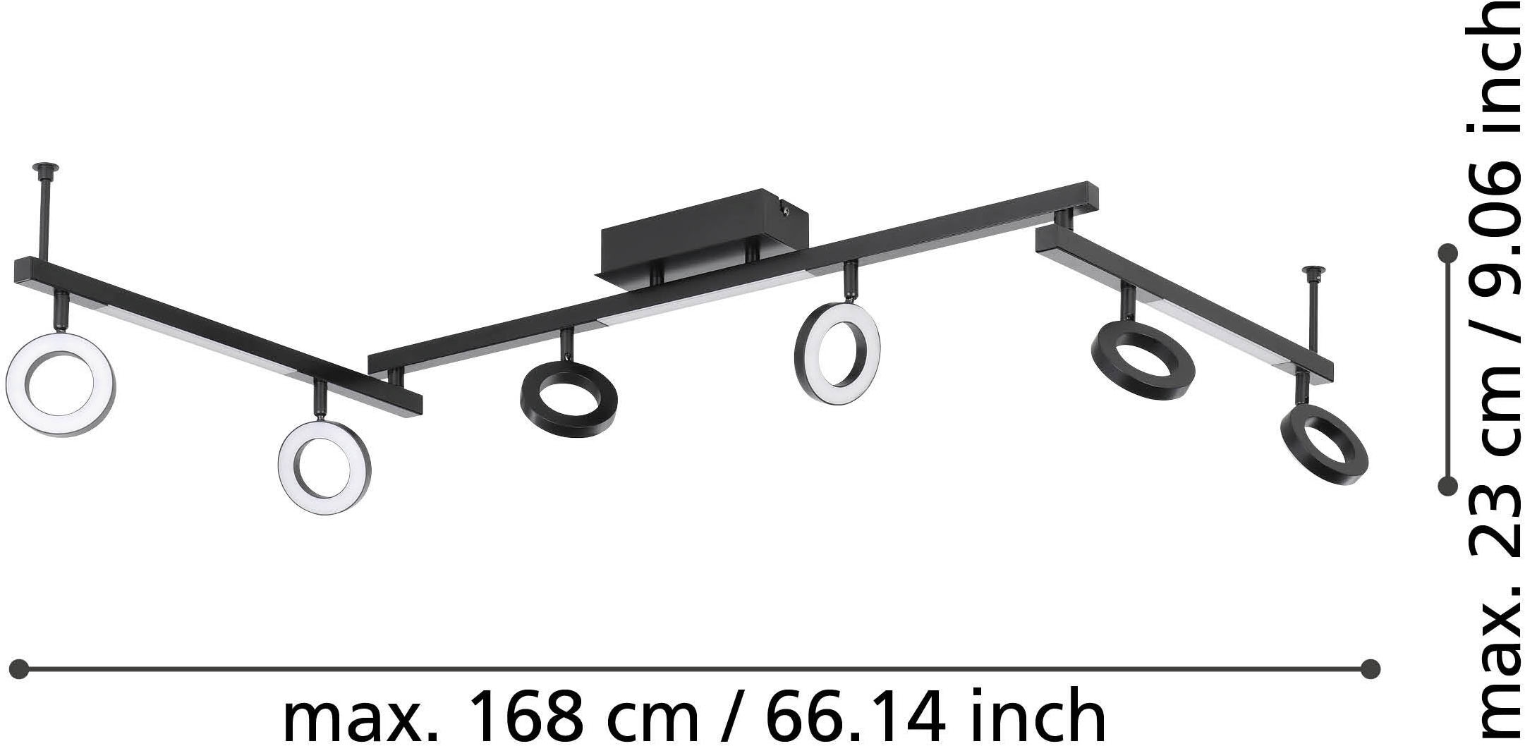 EGLO Deckenspot »CARDILLIO 1 Spotlampe - Alu, Stahl - LED;LED - 6X3,2W;3X3,3W - IP20« LED-Modul 1 Stk. Warmweiß Wandleuchte, Wandspot, schwenkbar, Strahler, L158,5 x B8,5 x H19,5 cm