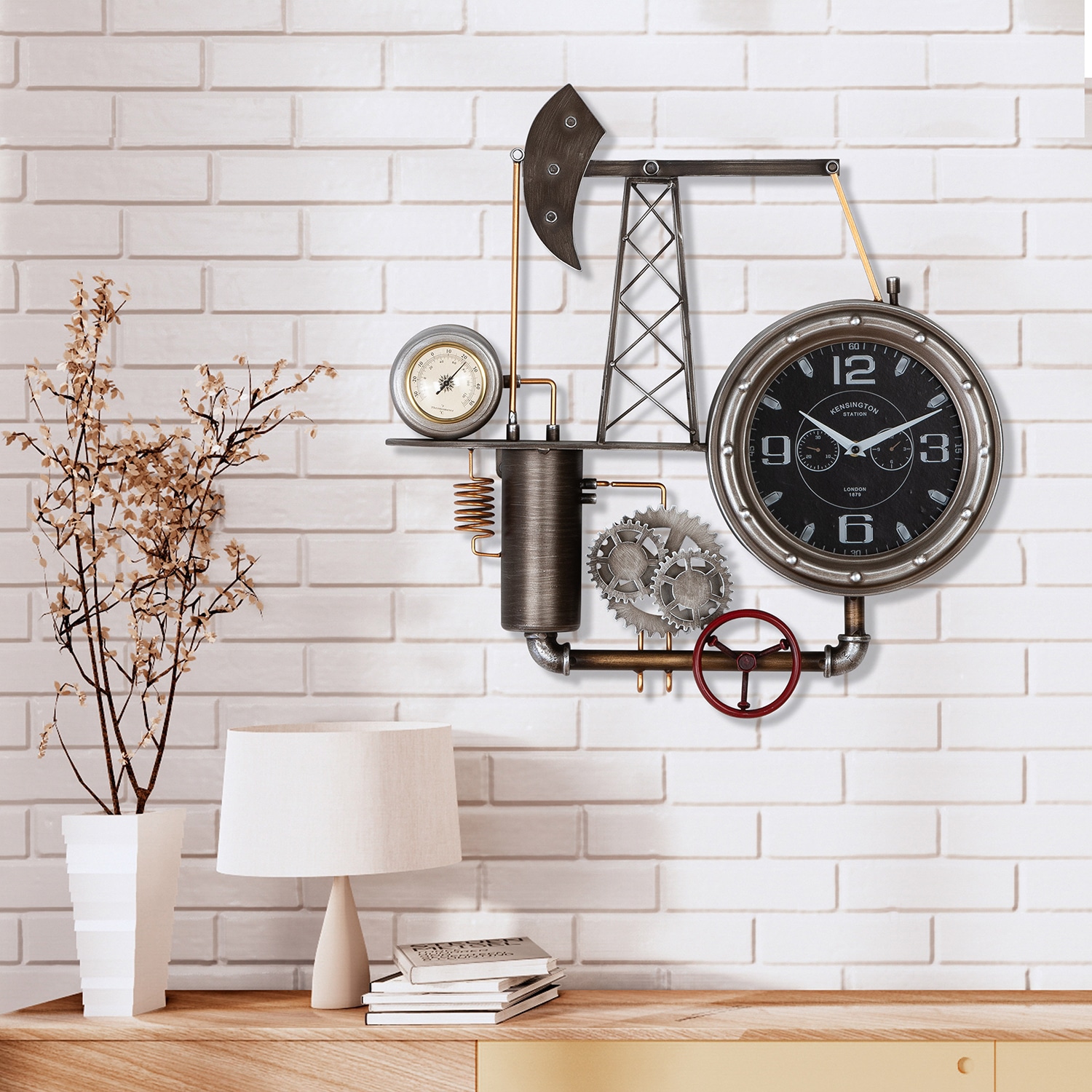 Casablanca by Gilde Wanduhr »Wanduhr Ölförderturm silberfarben H. 56 cm«