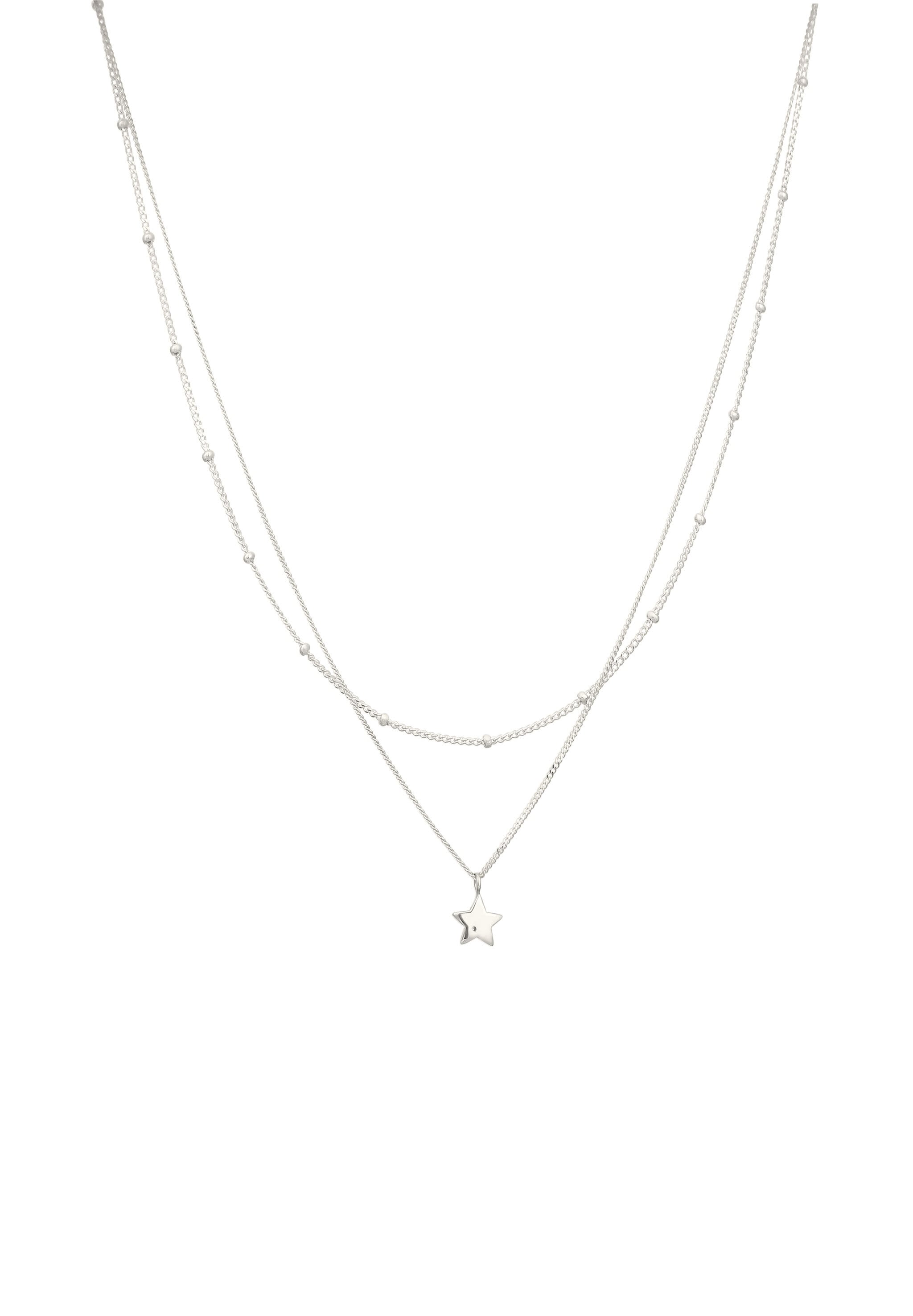 Elli Silberkette »Halskette Layer Stern Zirkonia Weiß 925 Sterling Silver«