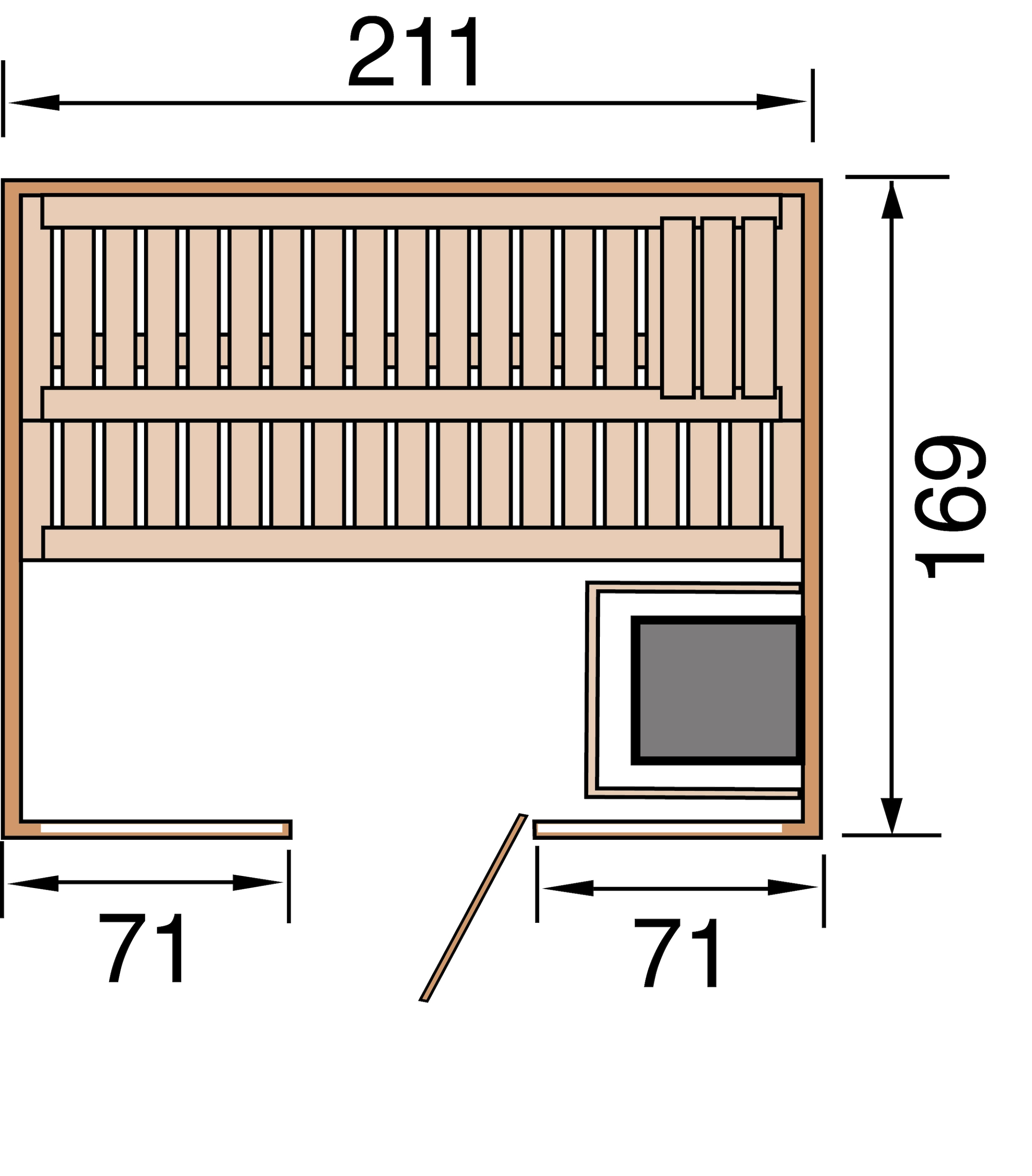 weka Sauna »Kemi Panorama«, 7,5 kW Ofen mit ext. Steuerung
