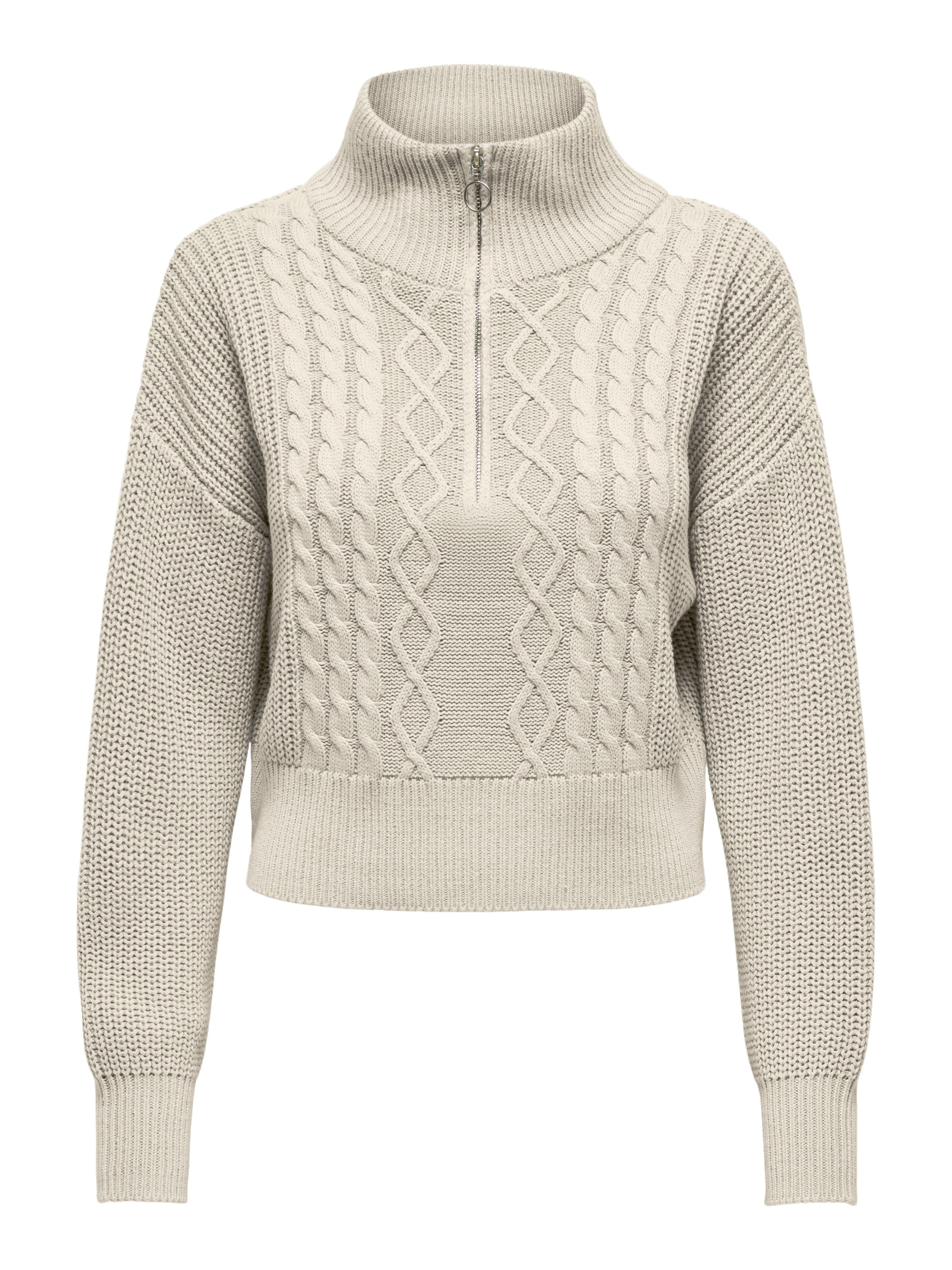 ONLY Stehkragenpullover »ONLDORITTA LS CABLE ZIP HIG NECK KNT«
