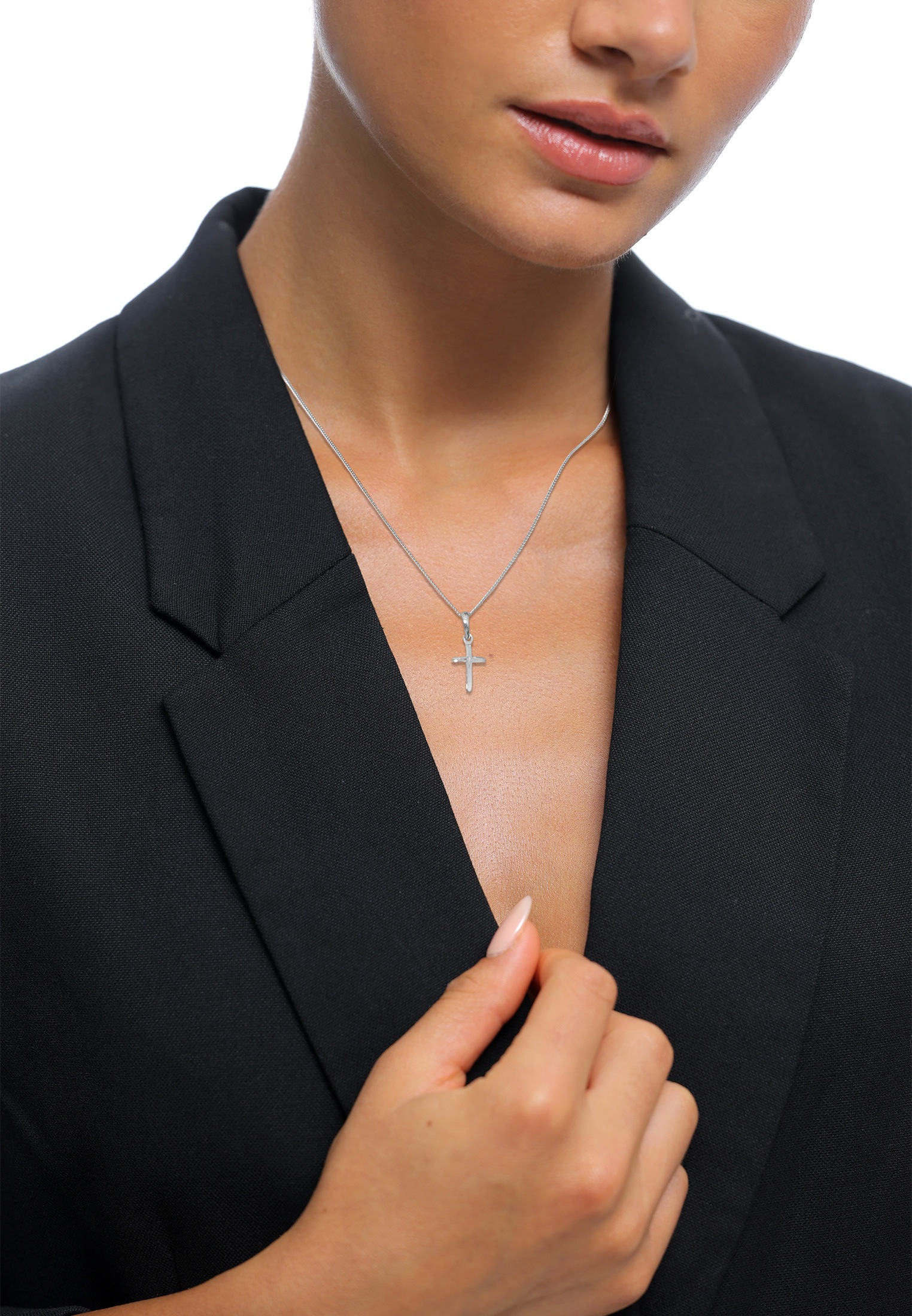 Elli Kette mit Anhänger »Halskette Kreuz Religion Stern Details 925 Silber«