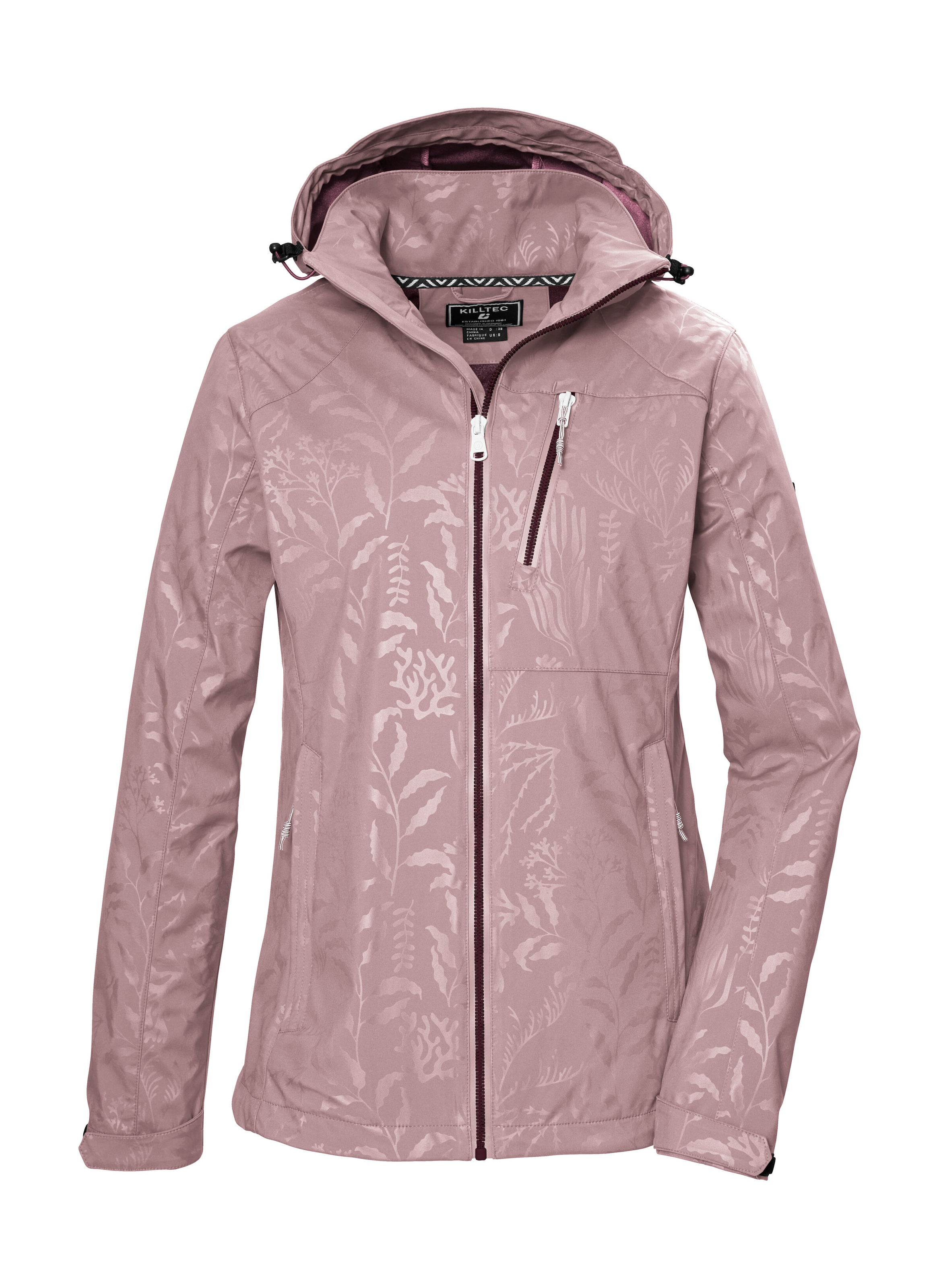 Killtec Softshelljacke »KOS 122 WMN SFTSHLL JCKT FLORAL«, Softshelljacke: Wind- und wasserdicht, atmungsaktiv, Kapuze abzippbar