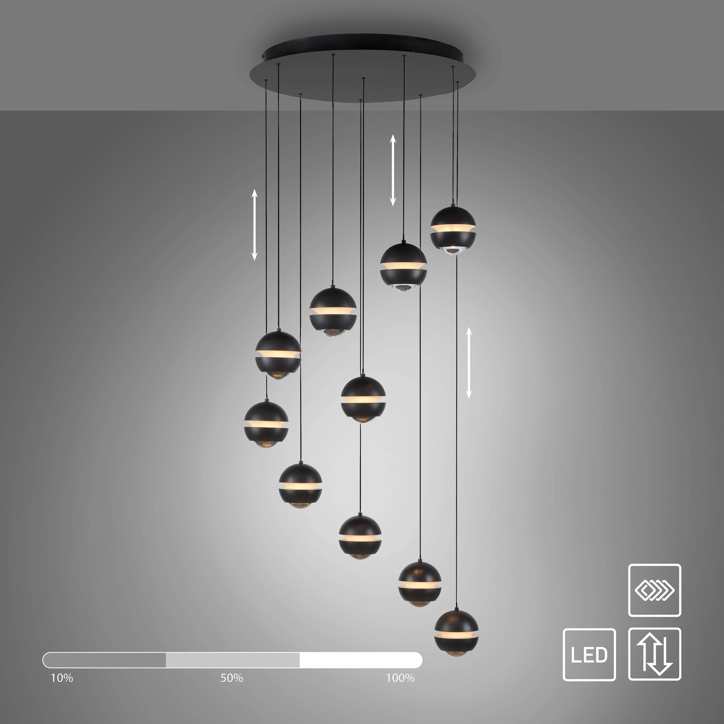 SCHÖNER WOHNEN-Kollektion LED Pendelleuchte »LINI« LED-Board 1 Stk. Warmweiß SCHÖNER WOHNEN Kollektion, 3-Stufen Dimmer, Comfort-Lift