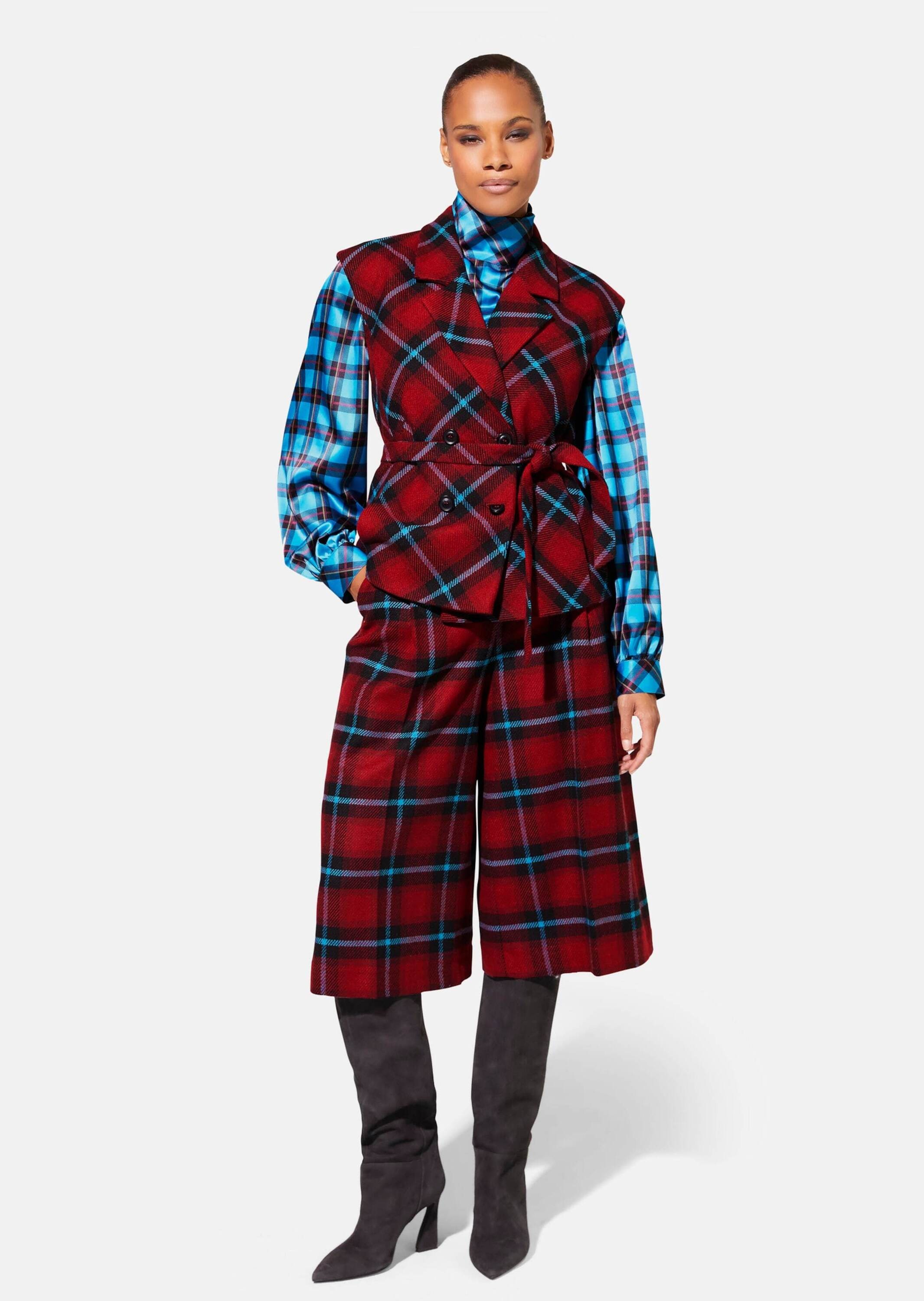 MADELEINE Langarmbluse »Bluse Karobluse mit Stehkragen«