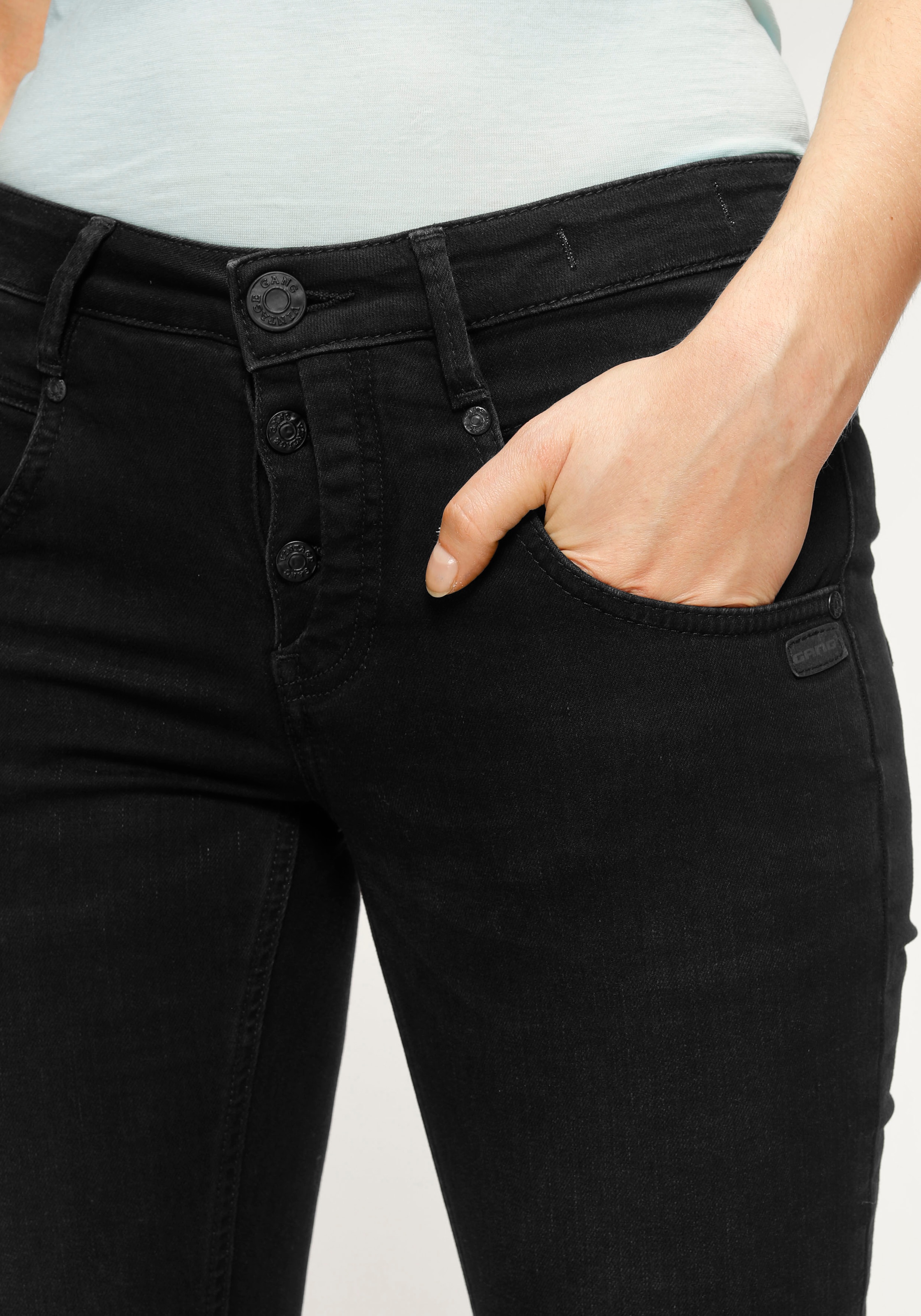 GANG Skinny-fit-Jeans offener Knopfleiste mit bei online stylischer OTTO halb »94Medina«