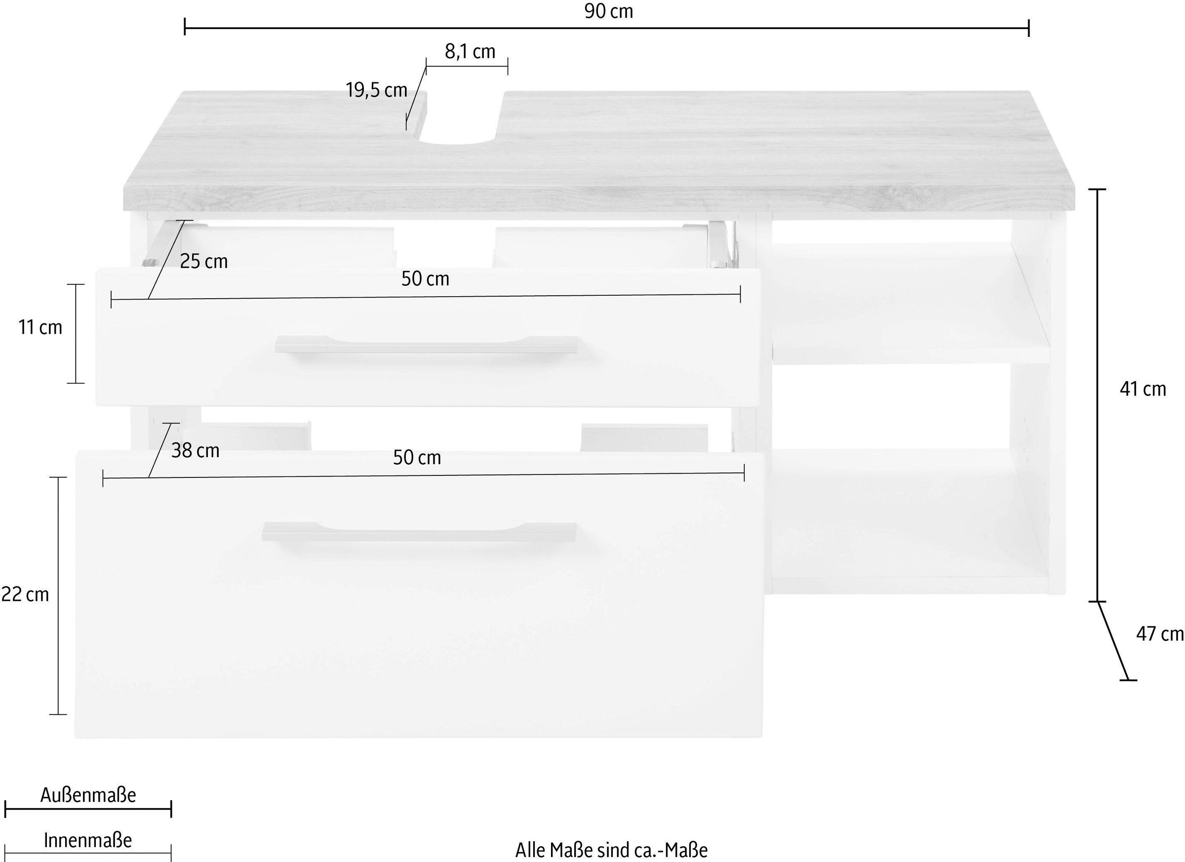welltime Waschbeckenunterschrank »Davos«, Breite 90 cm