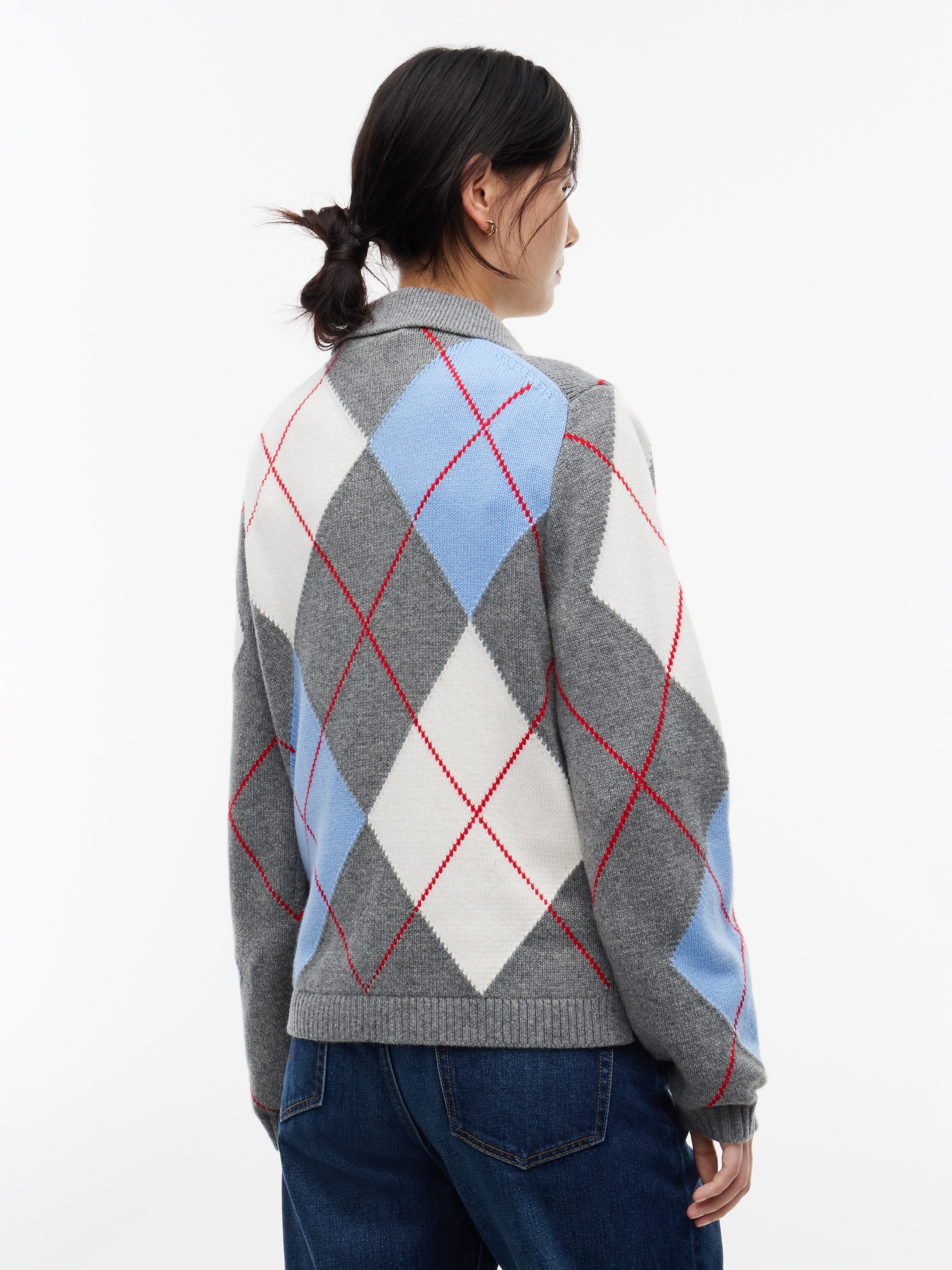 Tommy Hilfiger Polokragenpullover »ARGYLE PREP NEW POLO LS« Materialmix, Argyle Strickmuster